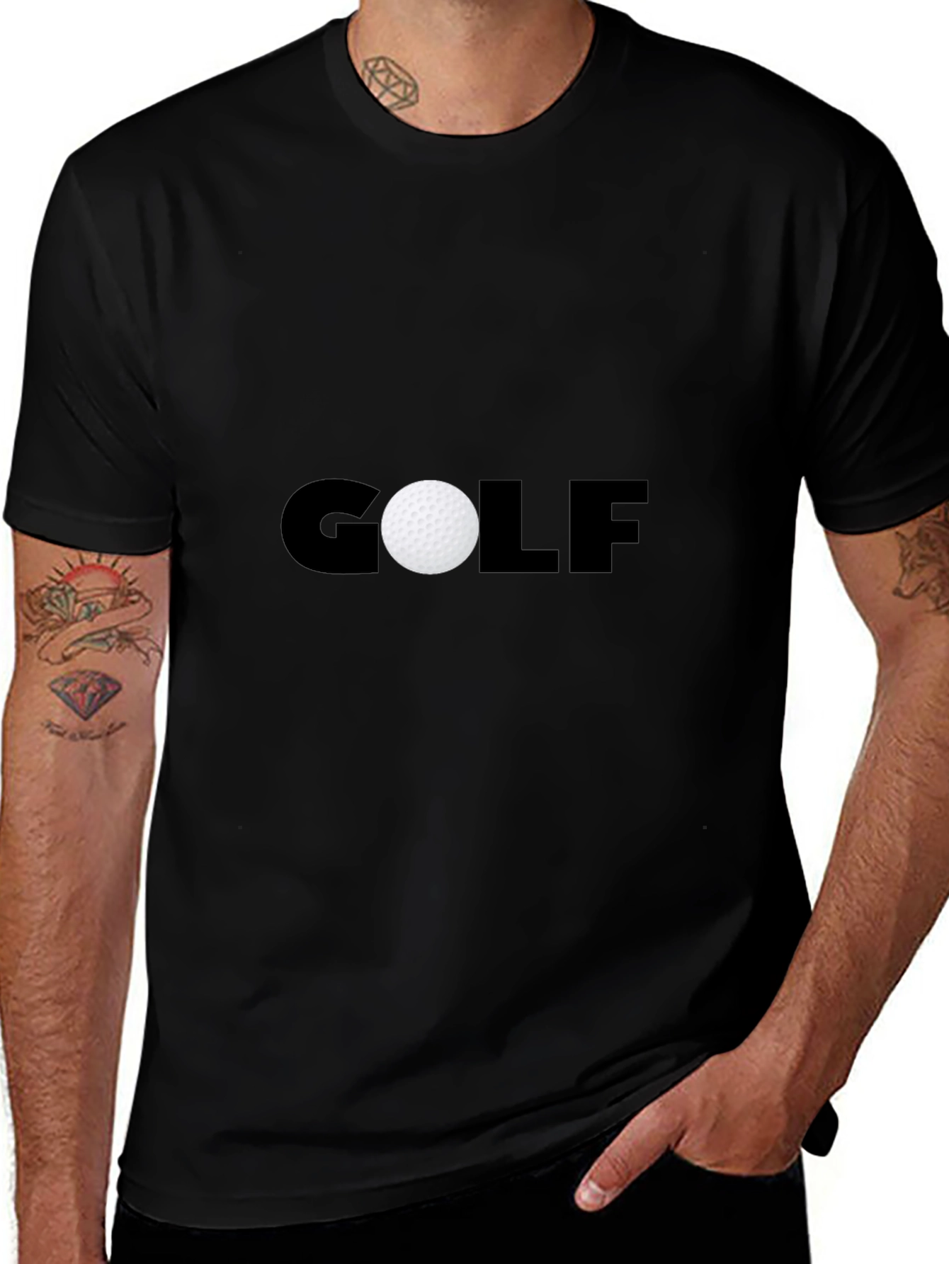 Variant 20 of Golf Ball Graphic Tee - Black Cotton