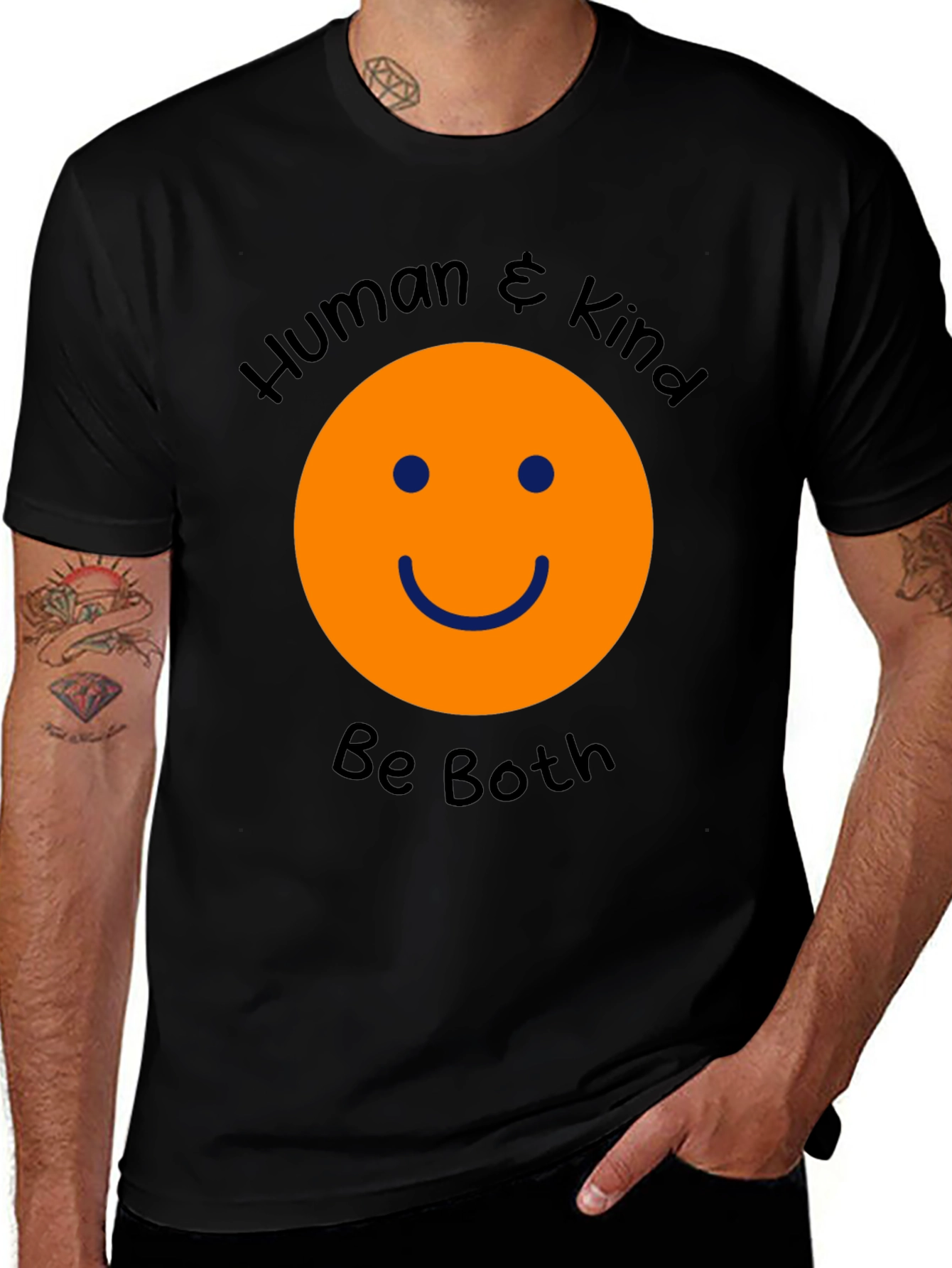 Variant 24 of Human & Kind T-Shirt: Be Both - Smiley Face Design