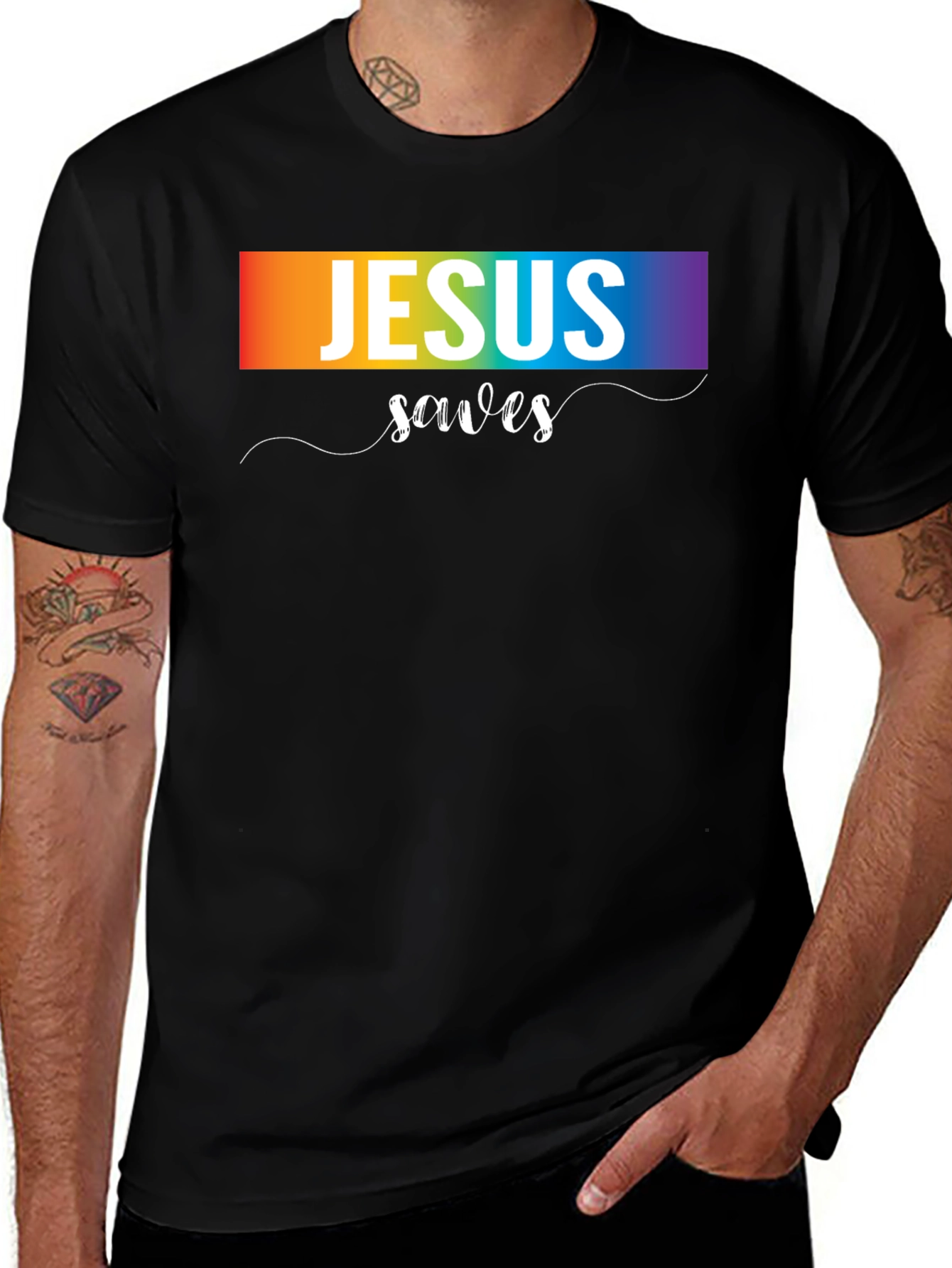 Variant 24 of Jesus Saves Rainbow T-Shirt