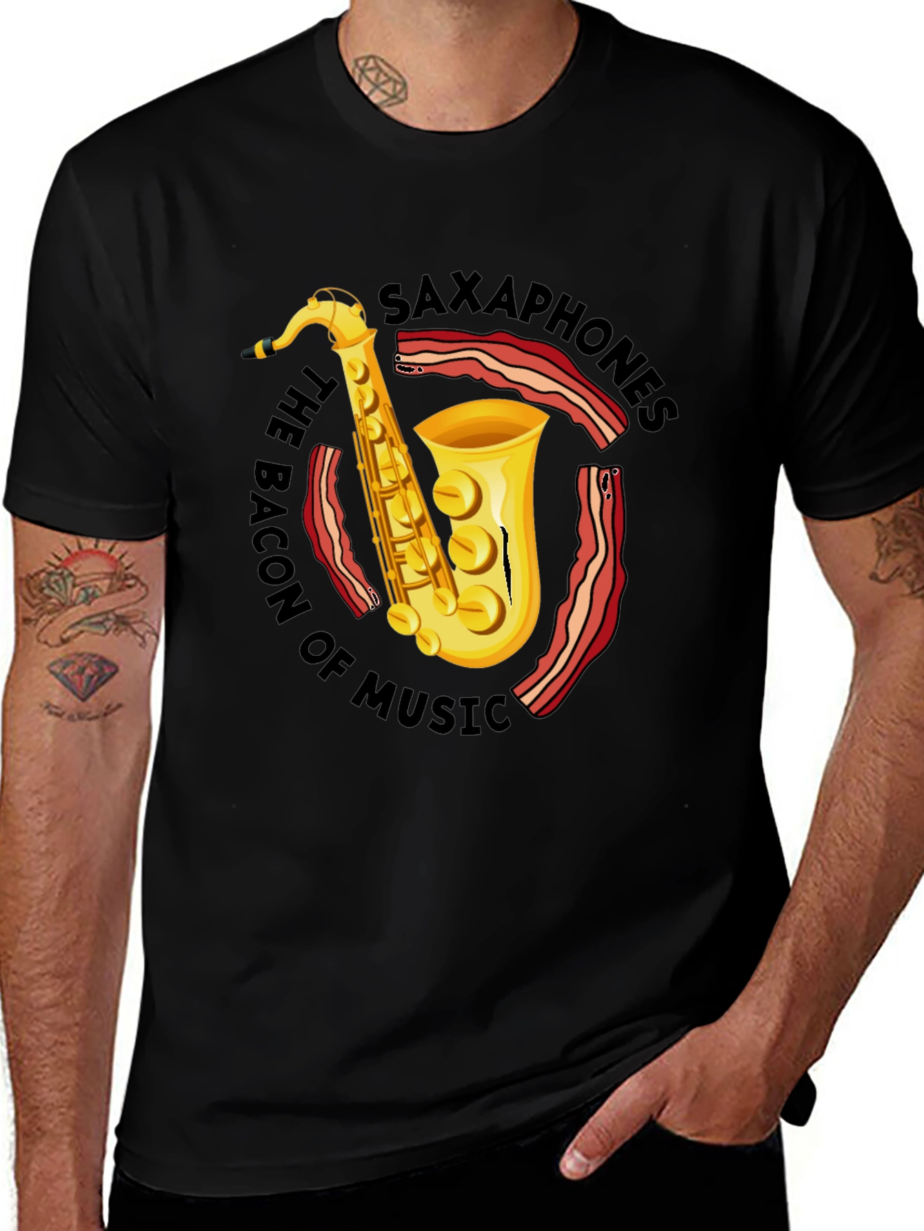 Variant 13 of Saxophones: The Bacon of Music Graphic T-Shirt
