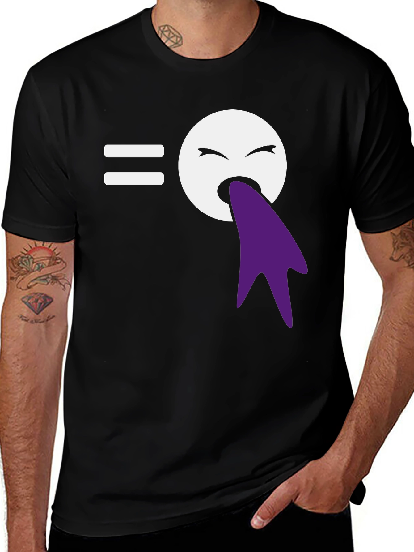 Variant 18 of Funny Puking Emoji T-Shirt - Black Graphic Tee