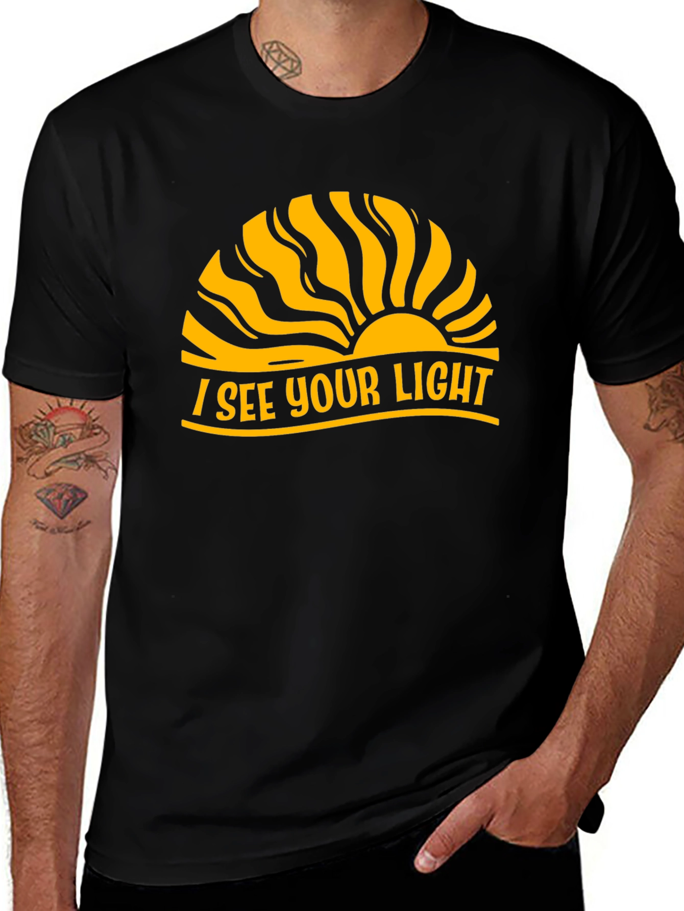 Variant 28 of I See Your Light Graphic Tee - Black Cotton Shirt