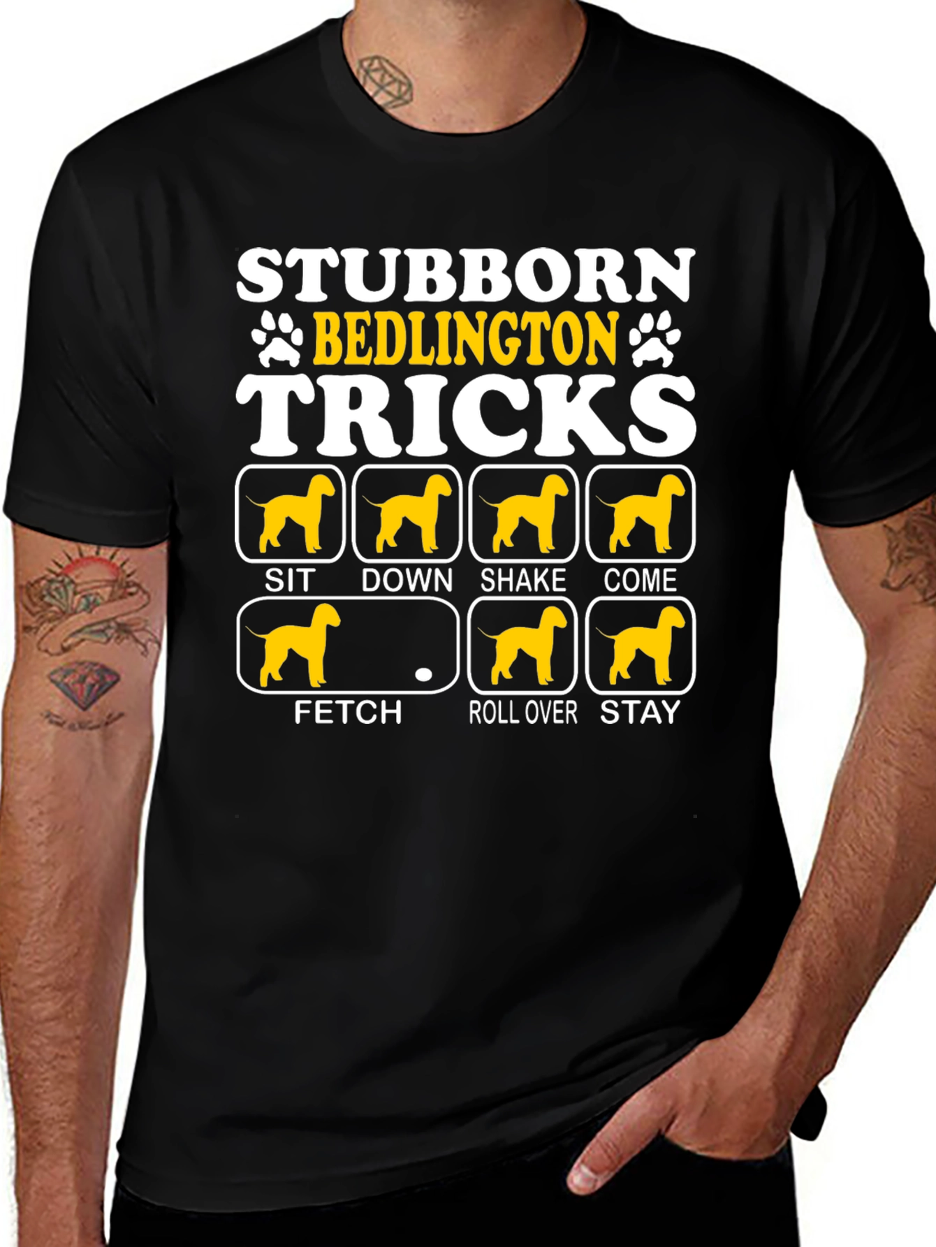 Stubborn Bedlington Tricks Dog T-Shirt