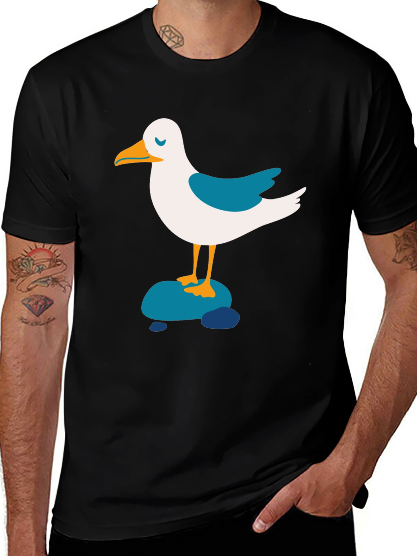 Variant 26 of Seagull Graphic Tee - Casual Black T-Shirt