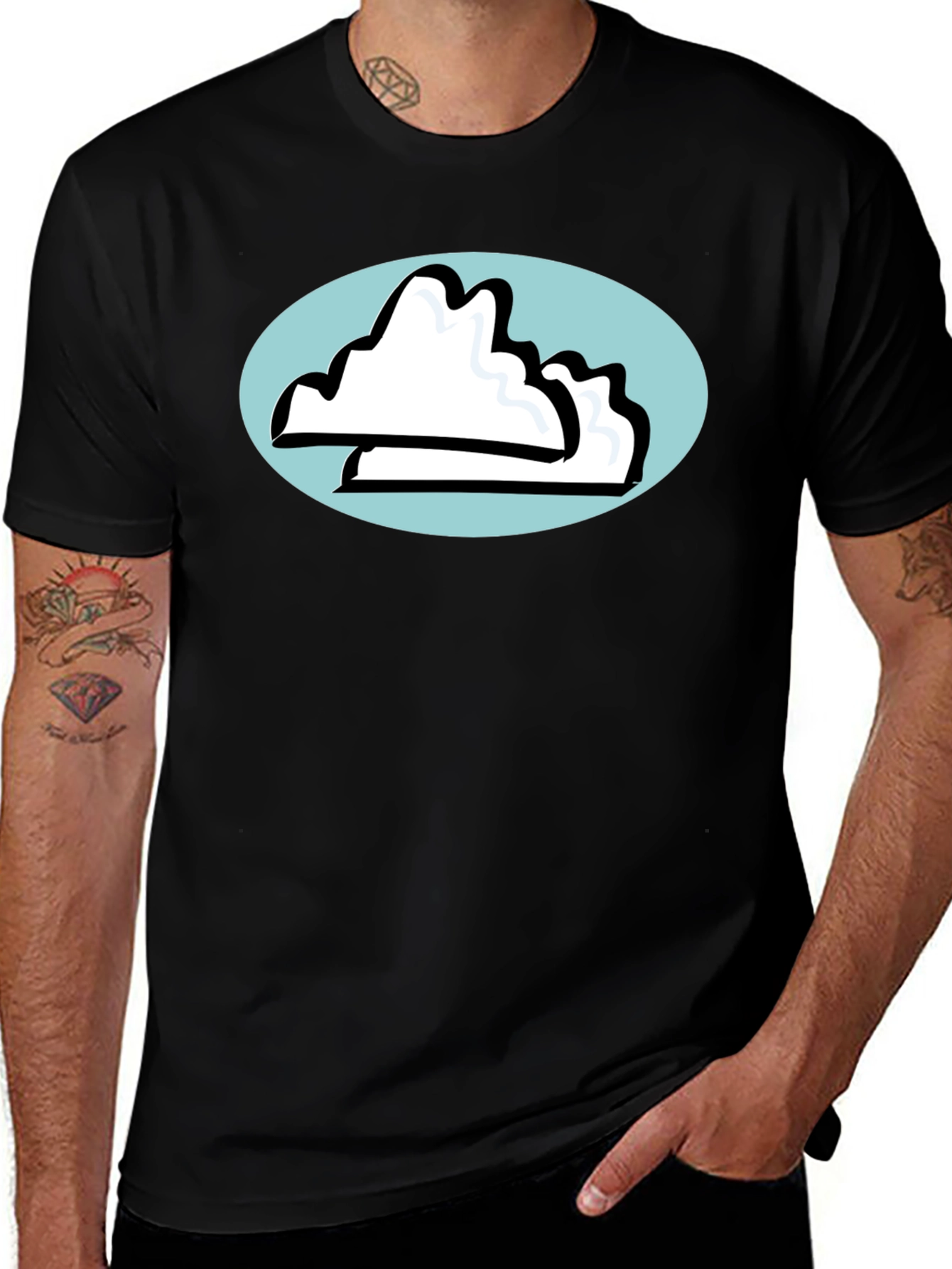 Variant 11 of Cloud Oval Black T-Shirt - Relaxed Fit