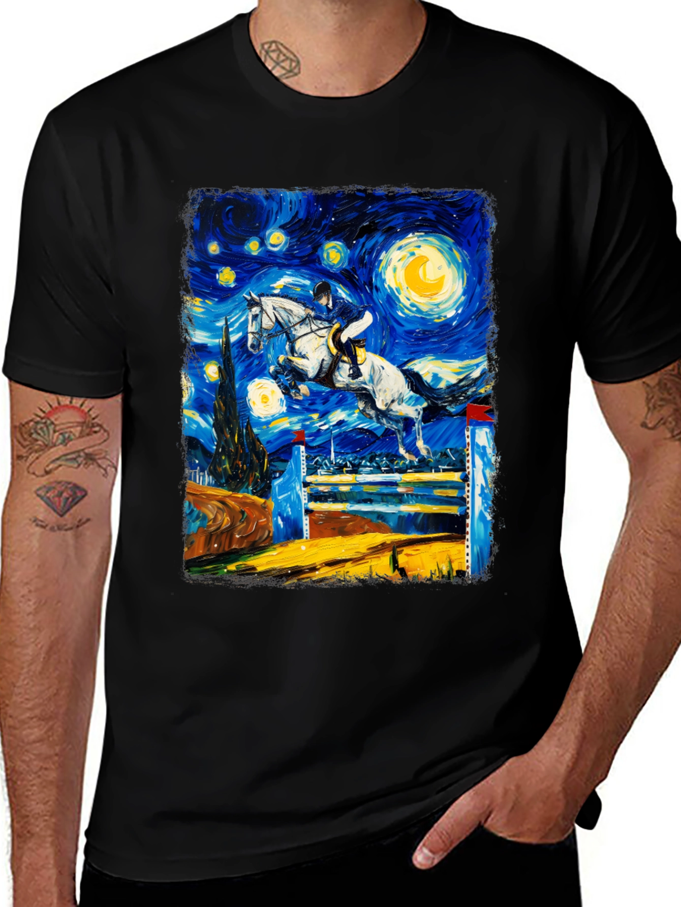 Variant 8 of Starry Night Horse Riding T-Shirt