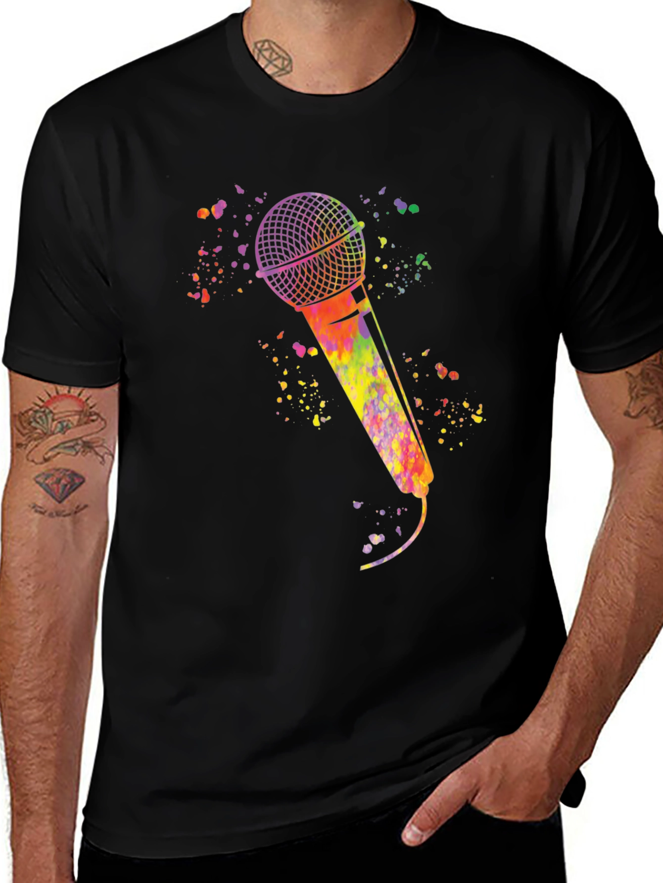 Variant 10 of Watercolor Microphone Black T-Shirt