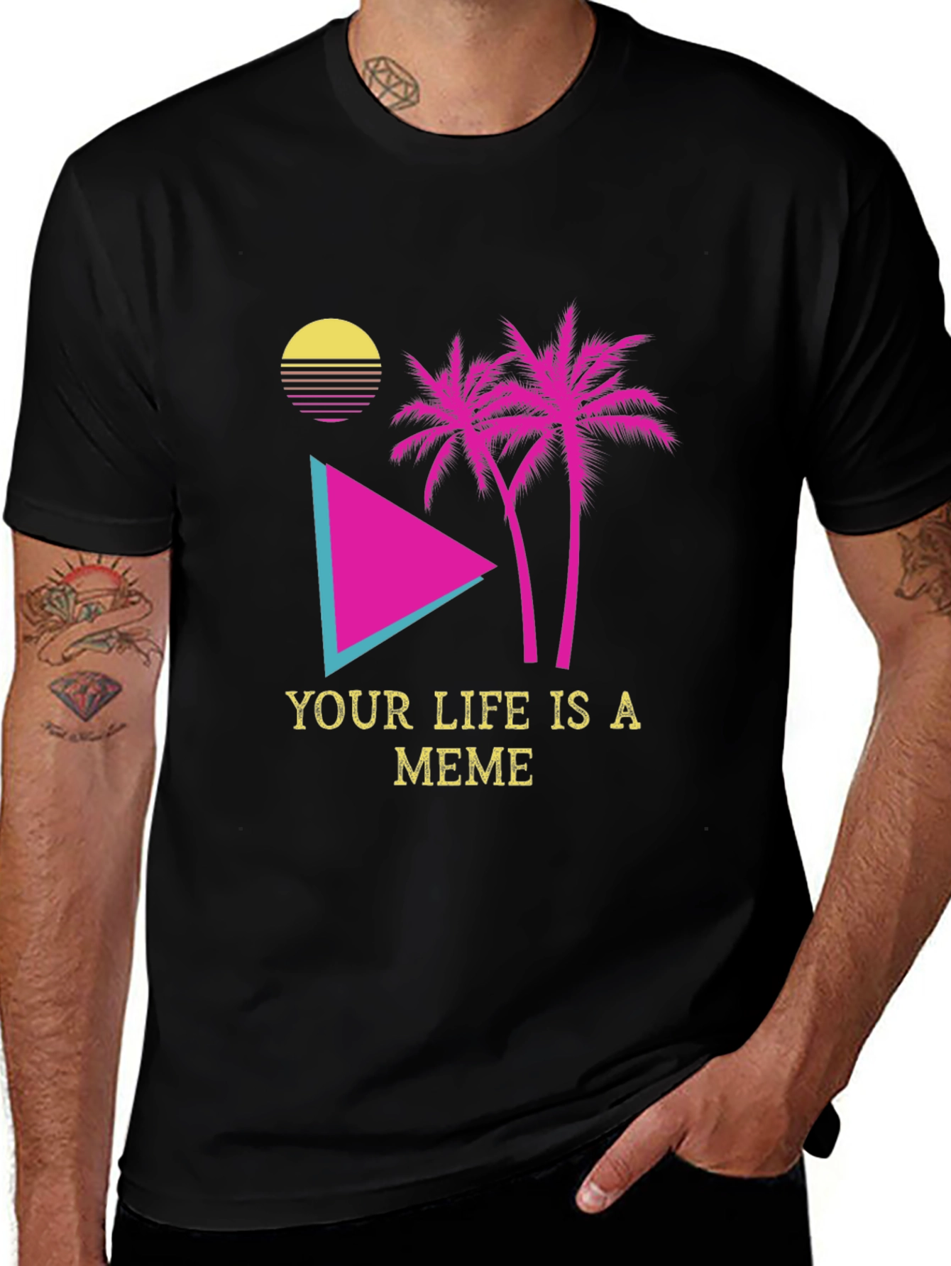 Black Meme Life Graphic Tee - Black Novelty T-Shirt main image