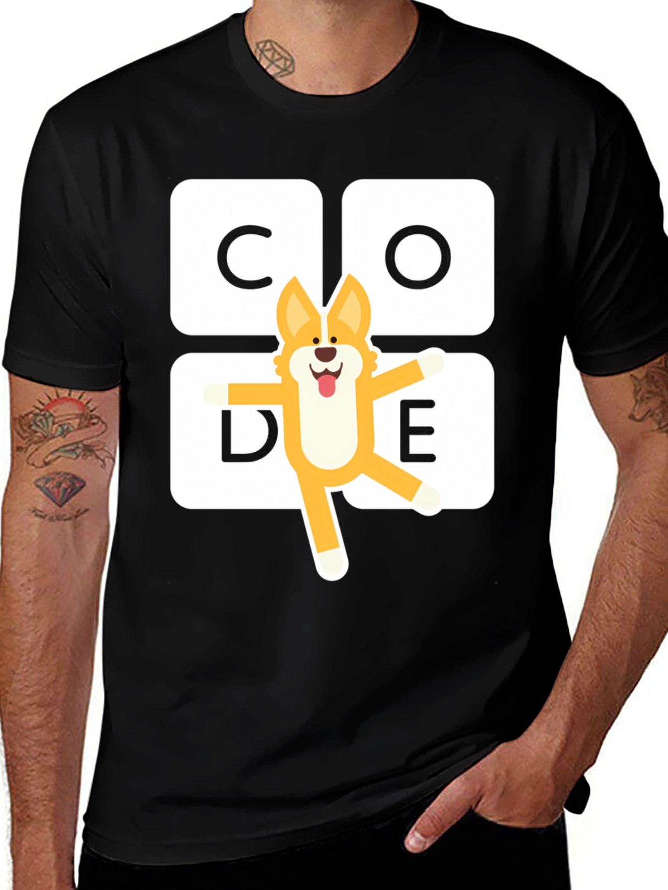 Variant 12 of Code Corgi Black Graphic Tee - Programmer T-Shirt