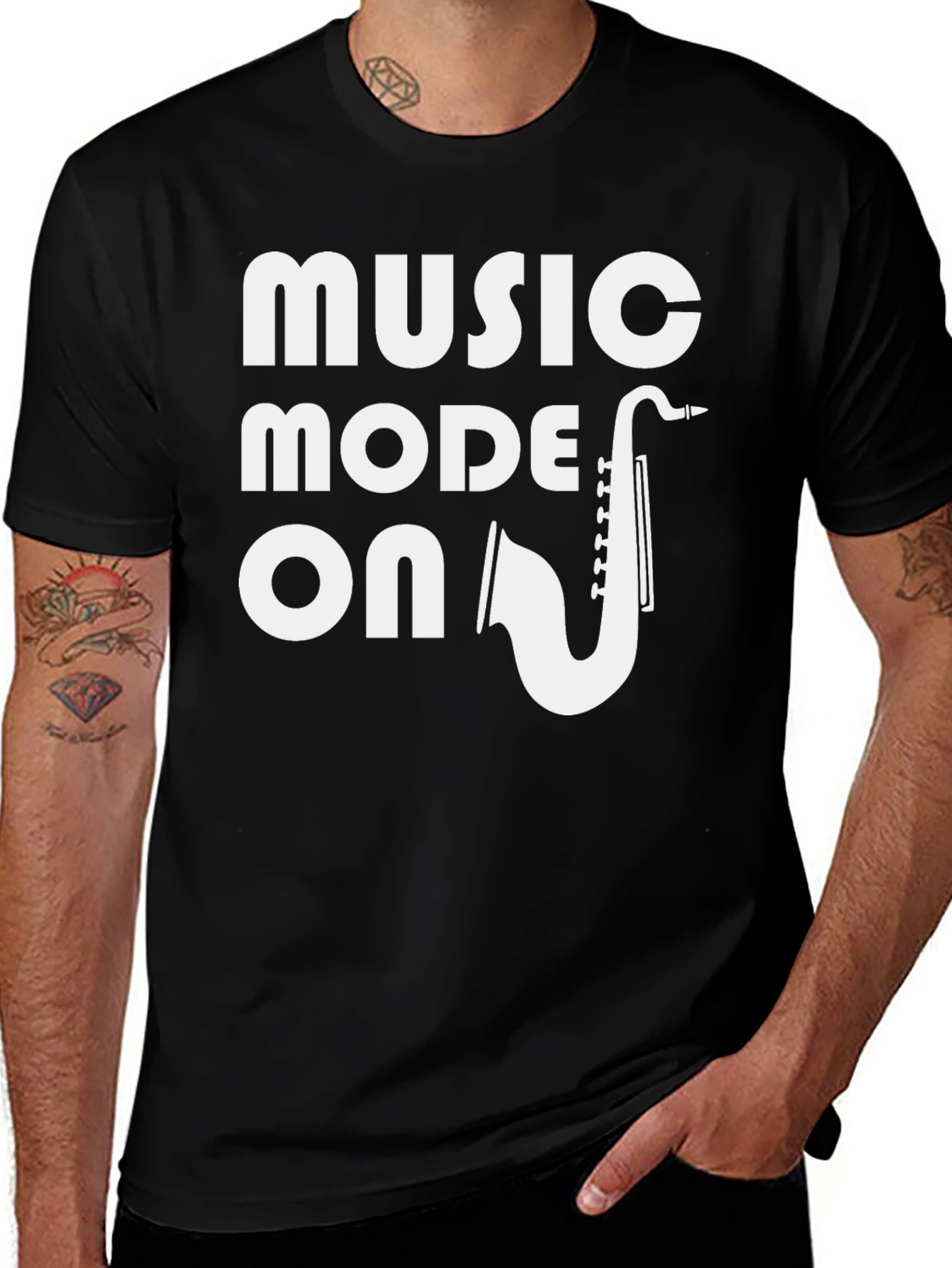 Variant 8 of Music Mode On Black T-Shirt