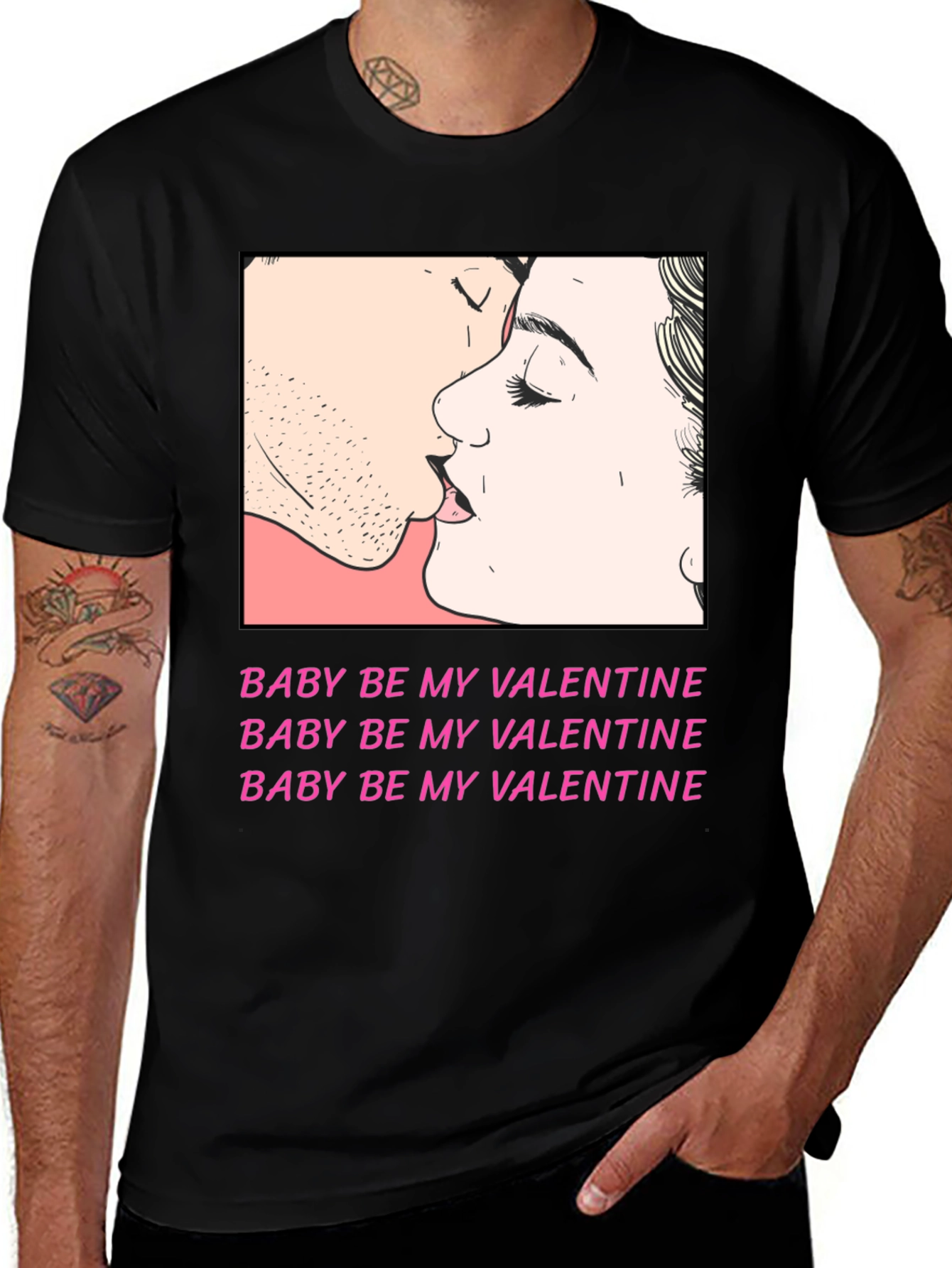 Variant 19 of Baby Be My Valentine Black Graphic Tee