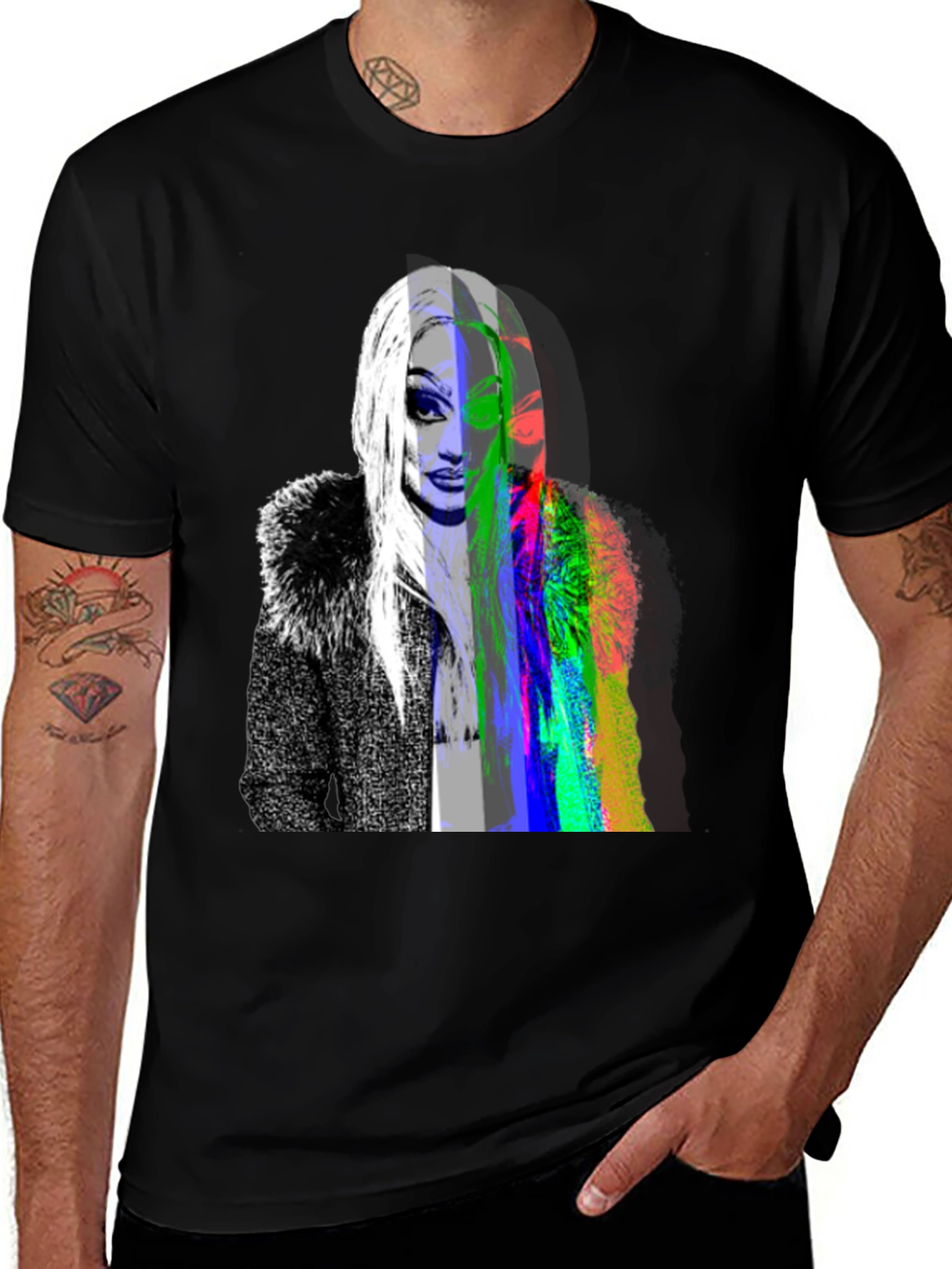 Variant 7 of Drag Queen Glitch Black T-Shirt