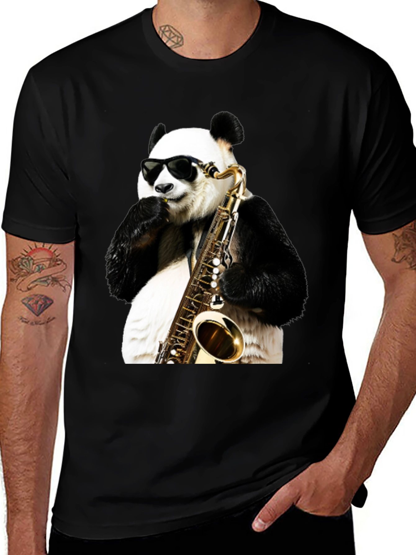 Variant 13 of Panda Saxophone T-Shirt - Cool Graphic Tee