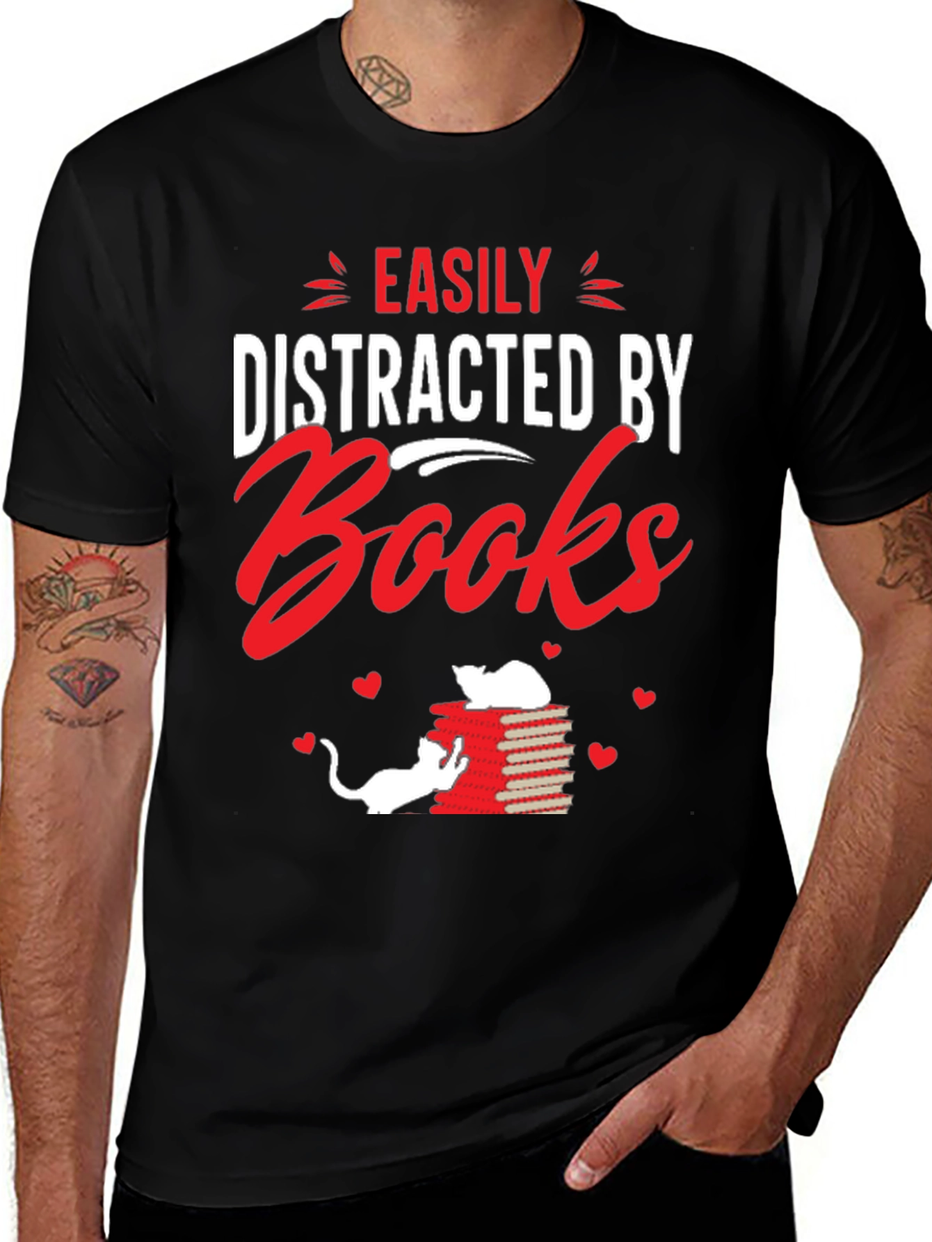 Variant 27 of Easily Distracted By Books Graphic T-Shirt