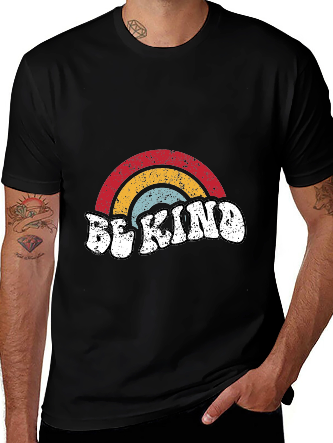 Variant 4 of Be Kind Rainbow Graphic T-Shirt - Retro Style