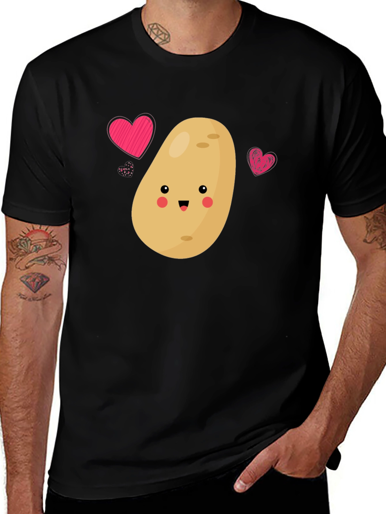 Variant 10 of Cute Potato Love T-Shirt - Unisex Black Tee