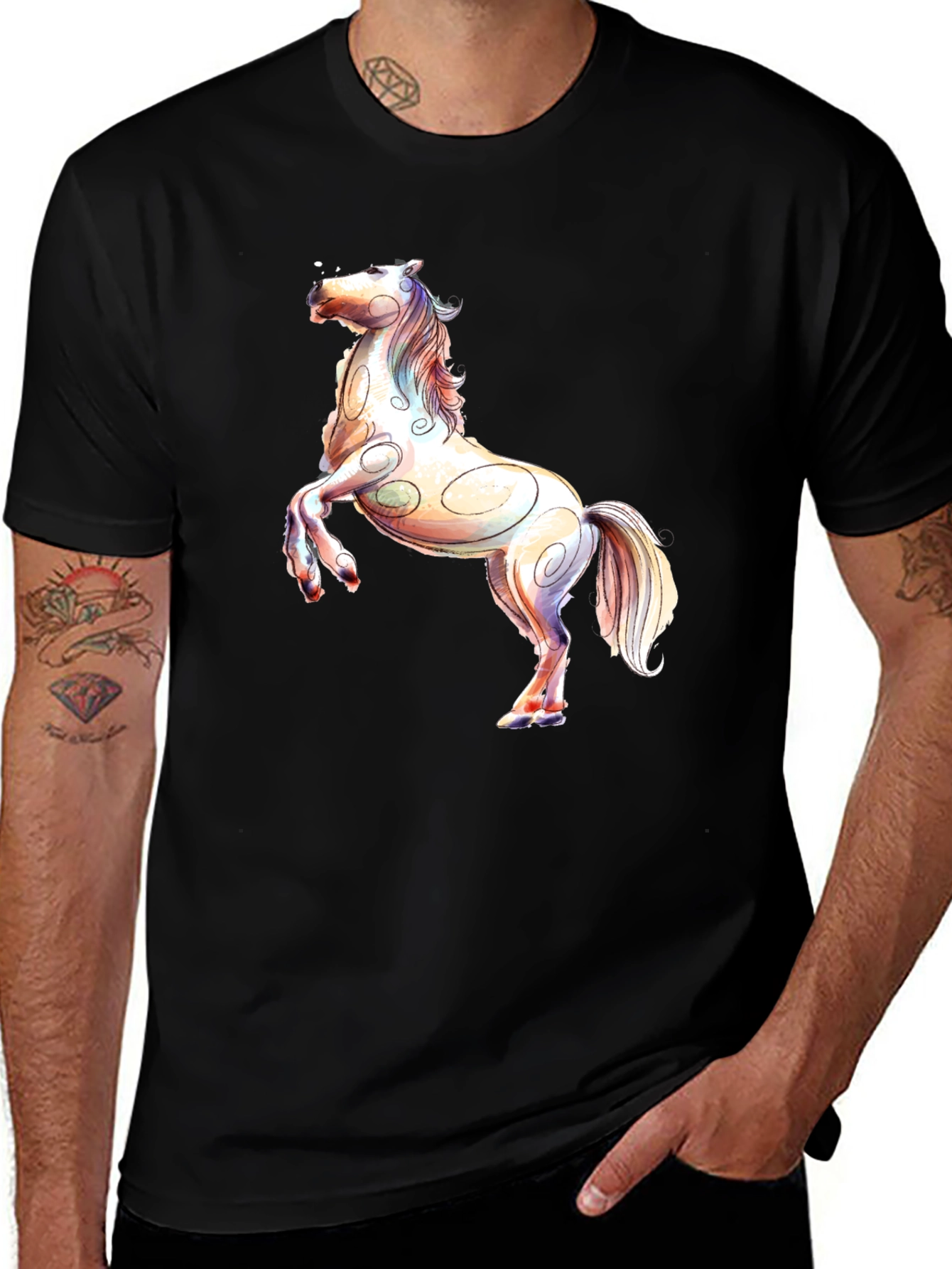 Variant 20 of Horse Graphic Black T-Shirt