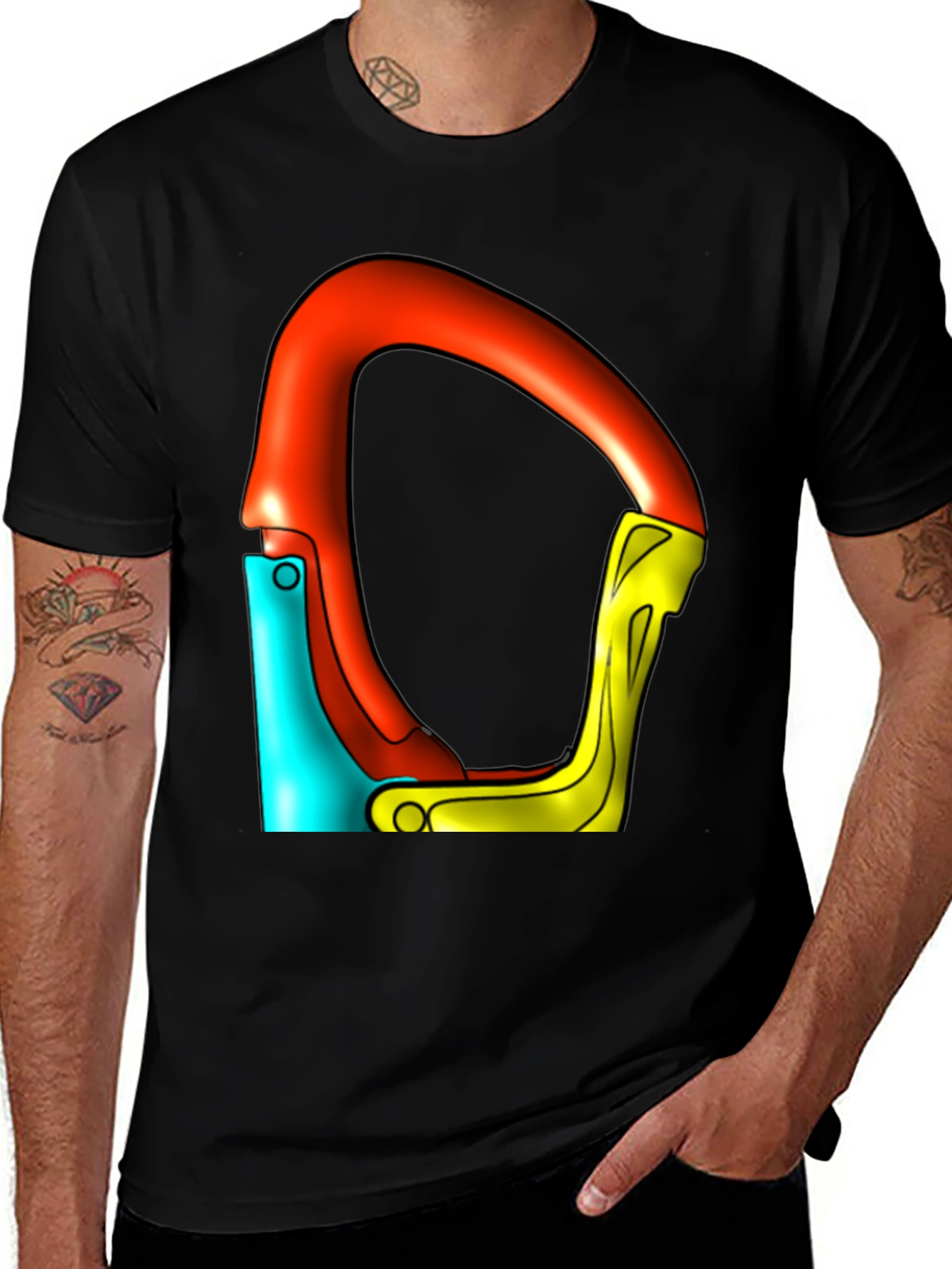 Variant 19 of Colorful Carabiner Black T-Shirt
