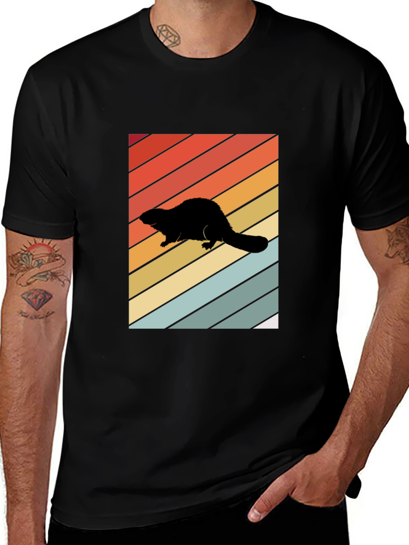 Variant 26 of Retro Beaver Silhouette T-Shirt