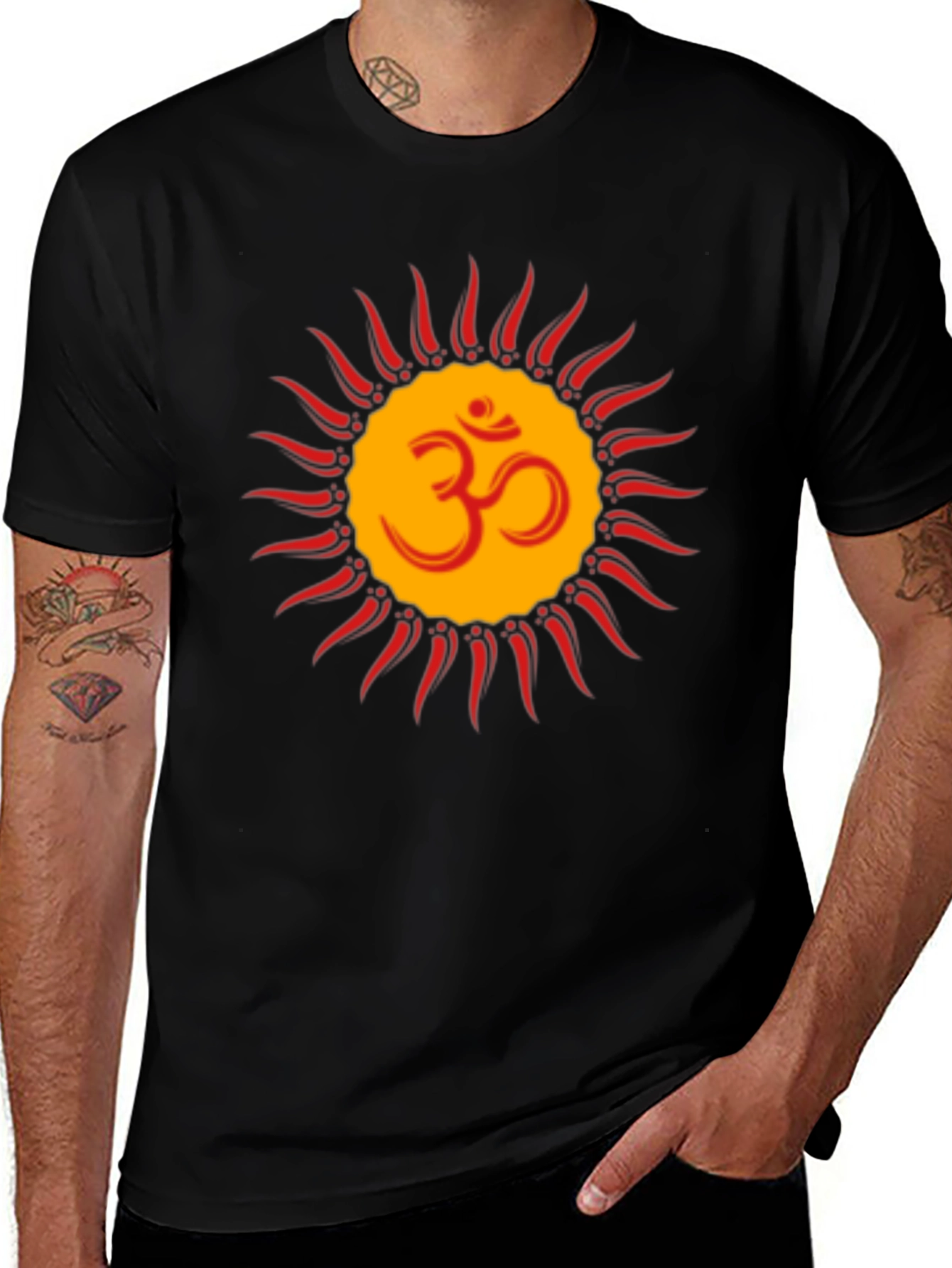 Om Sun Graphic Tee - Black
