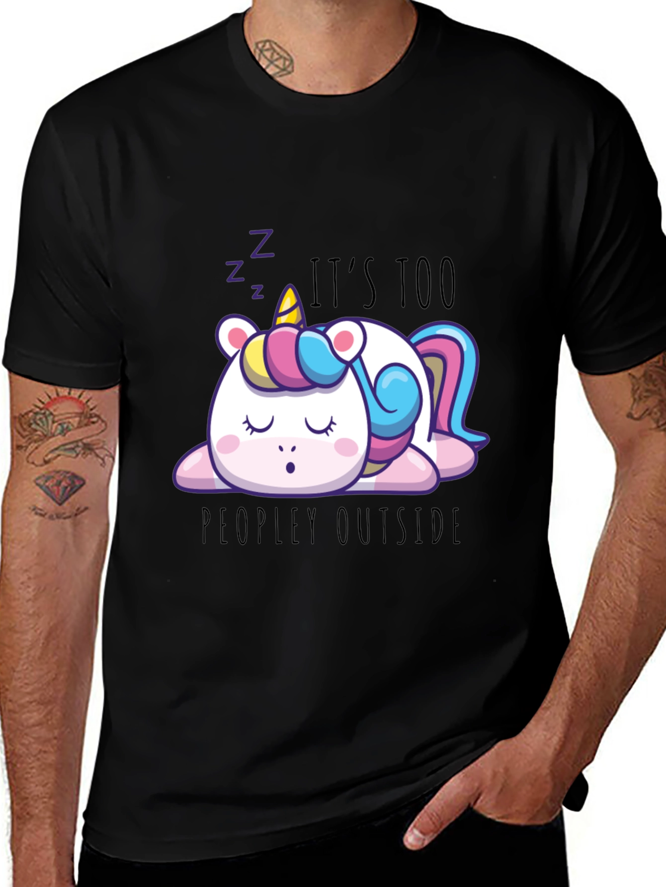 Variant 24 of Lazy Unicorn T-Shirt - Too Peopley Outside Tee
