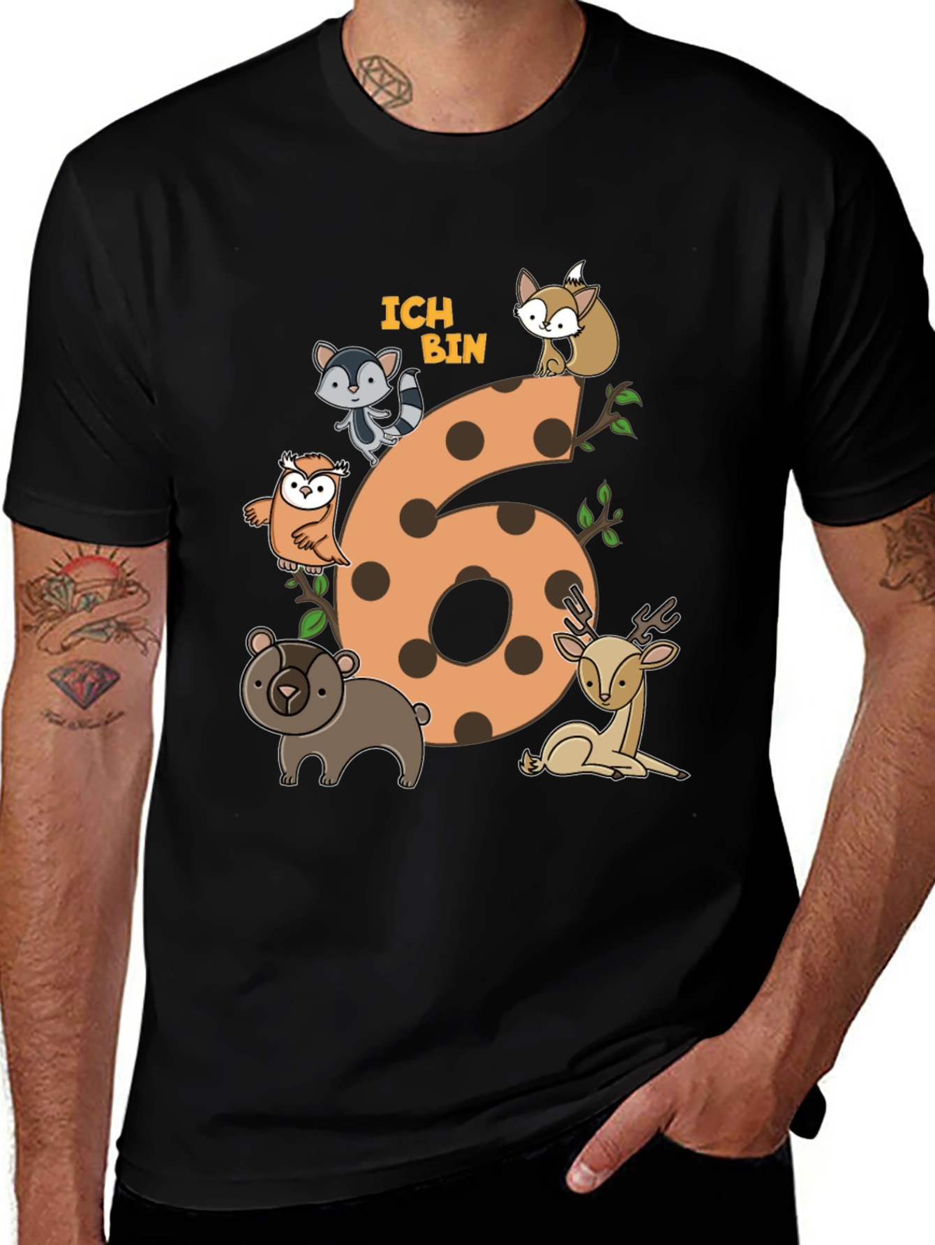 Variant 28 of Kids 6th Birthday Forest Animals T-Shirt