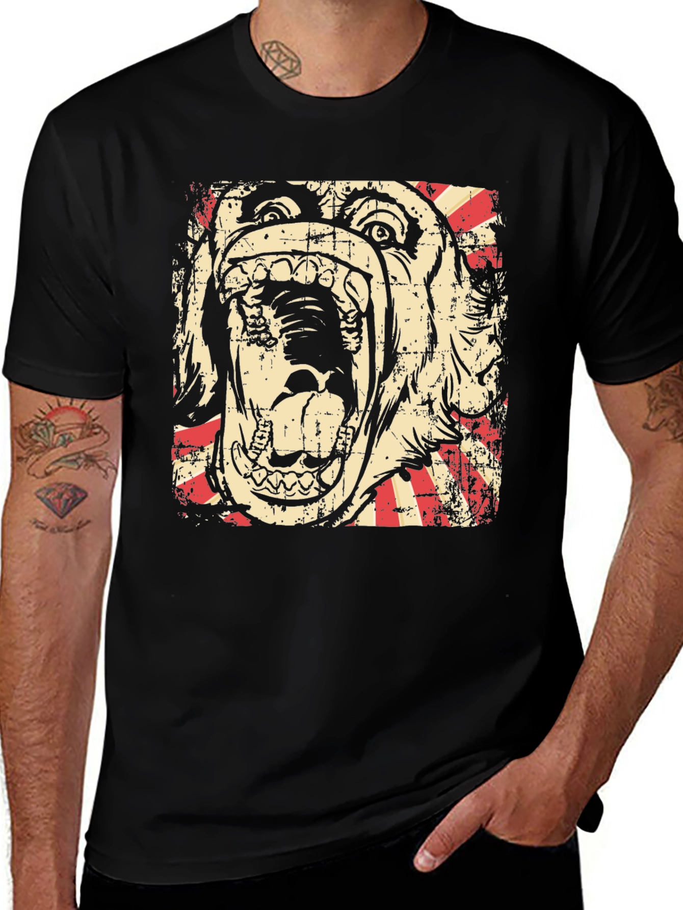 Variant 7 of Graphic Tee - Bulldog Scream Design - Black