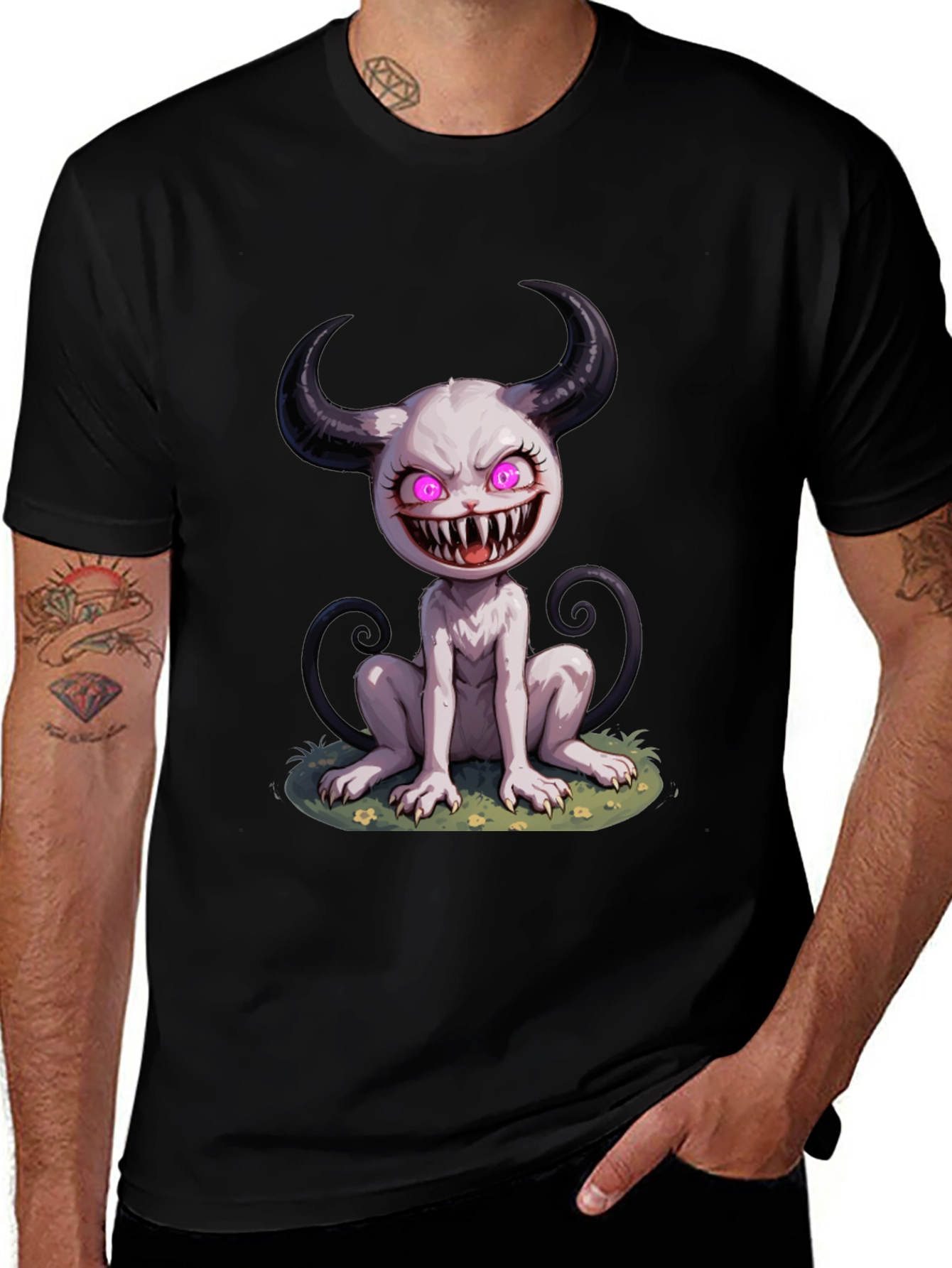 Variant 14 of Creepy Cute Monster Graphic Tee - Black