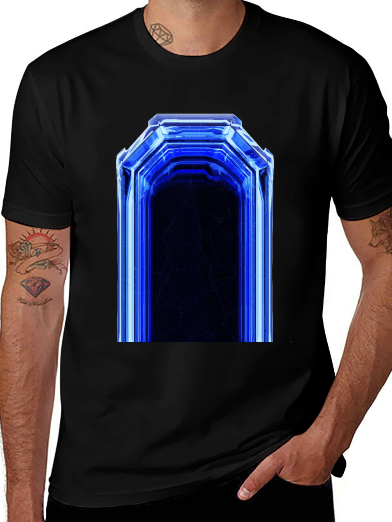 Variant 6 of Neon Portal Black T-Shirt - Sci-Fi Style