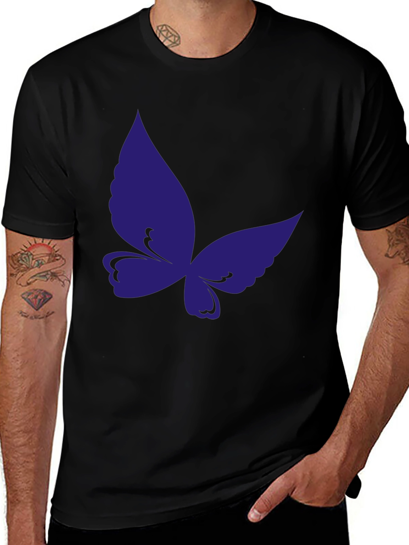 Variant 13 of Butterfly Graphic Tee - Black Cotton Casual T-Shirt