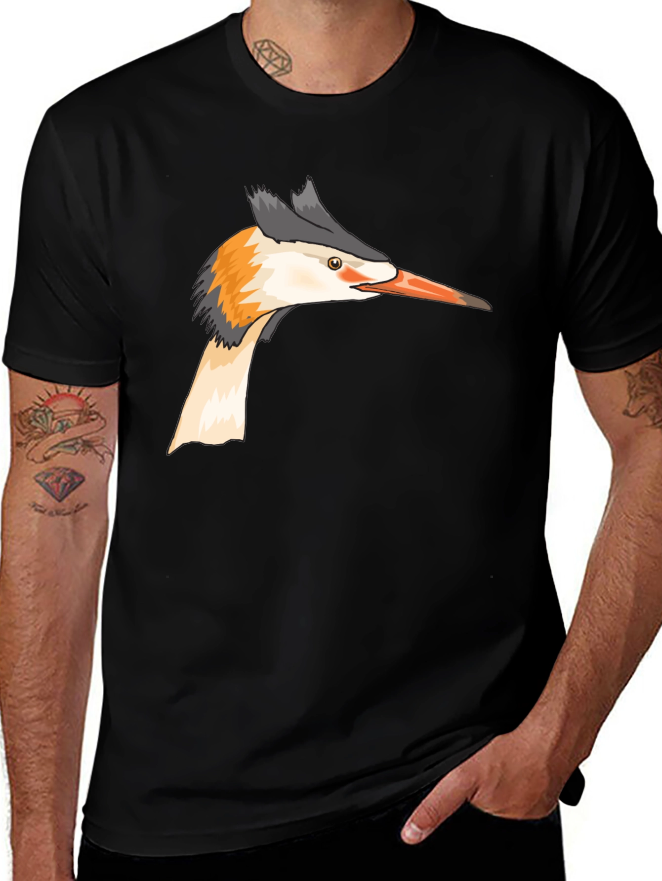 Variant 19 of Bird Head Graphic Tee - Black Unisex T-Shirt