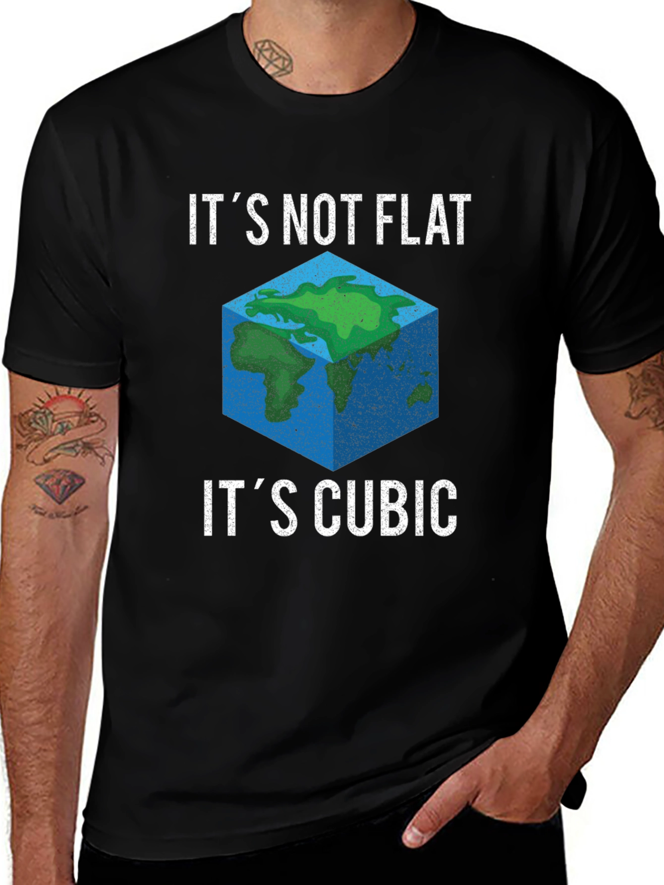 Variant 16 of Cubic Earth T-Shirt - Funny Flat Earth Alternative