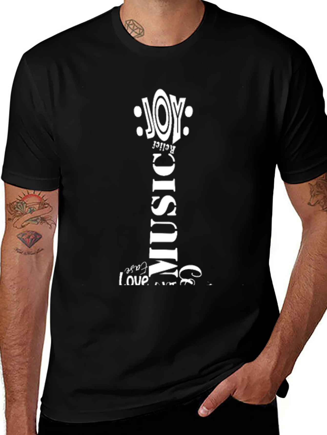 Music Joy Relief Love T-Shirt - Unique Guitar Word Art