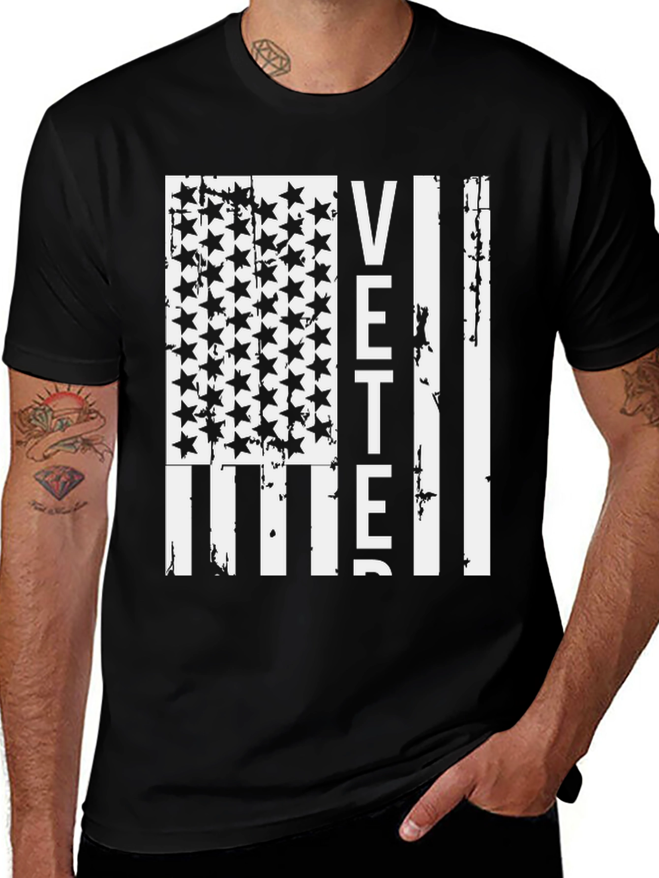 Variant 6 of Veteran American Flag Distressed T-Shirt