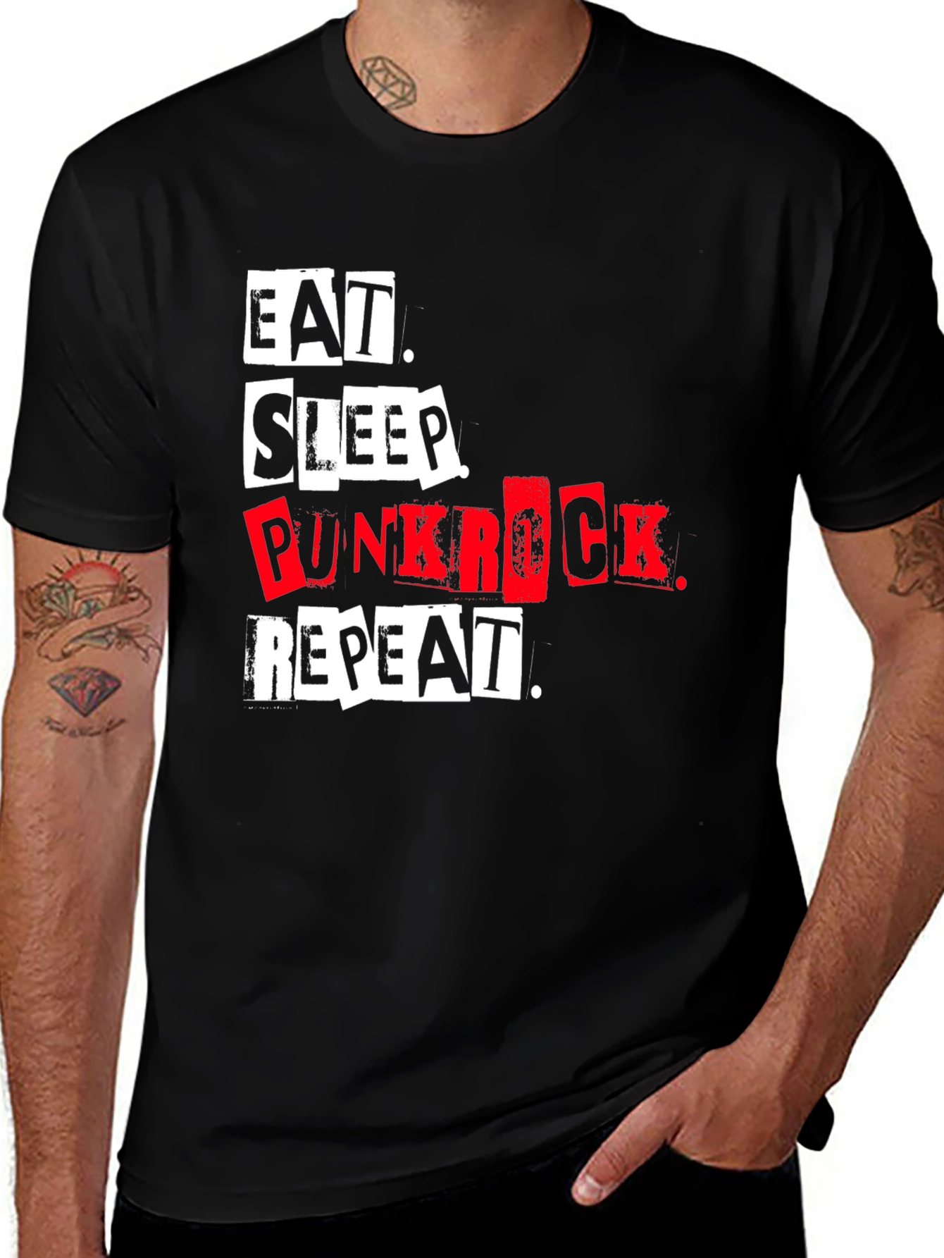 Variant 10 of Eat Sleep Punkrock Repeat Black T-Shirt