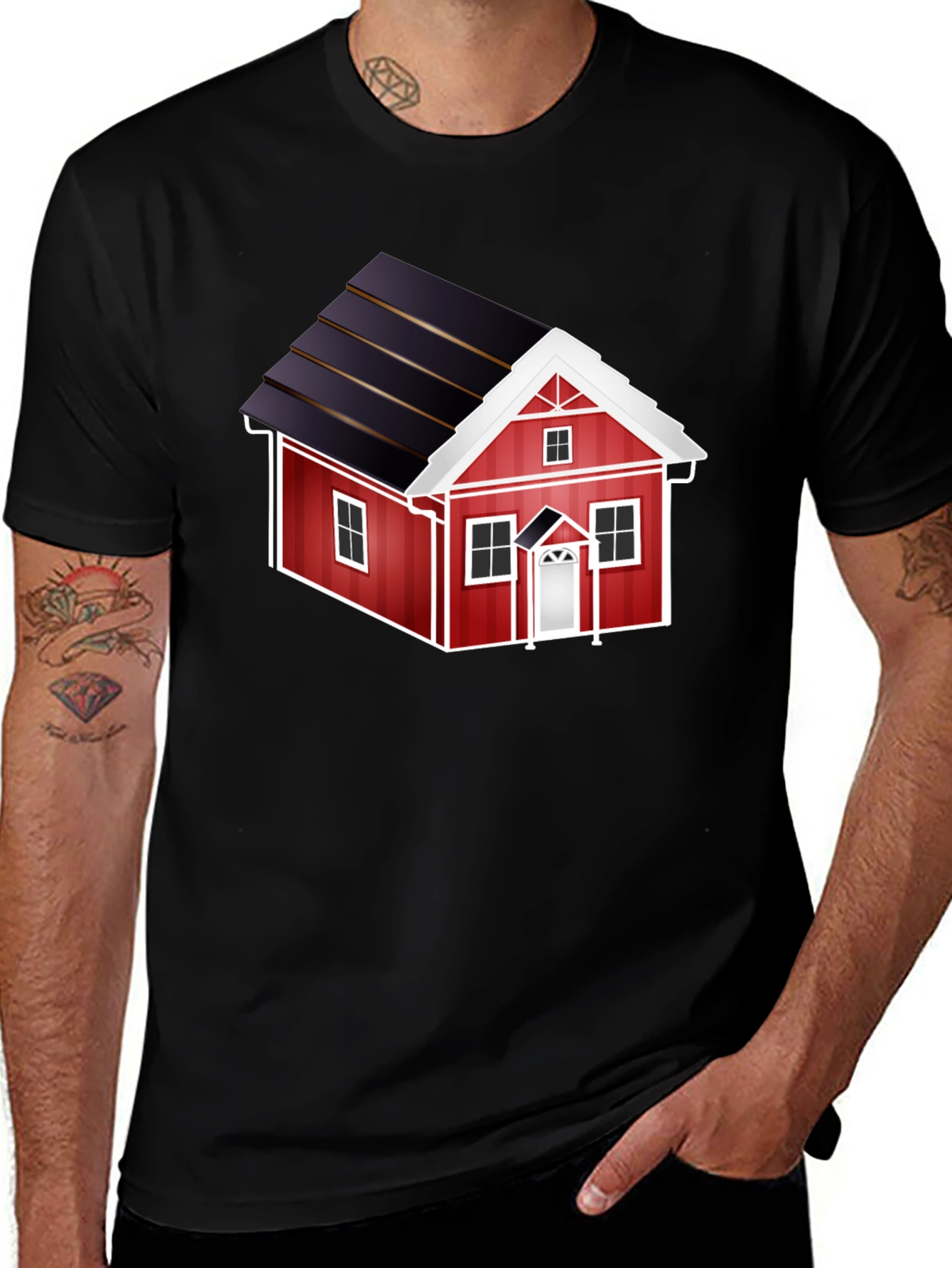Variant 23 of Red House Graphic Tee - Black Cotton Casual T-Shirt
