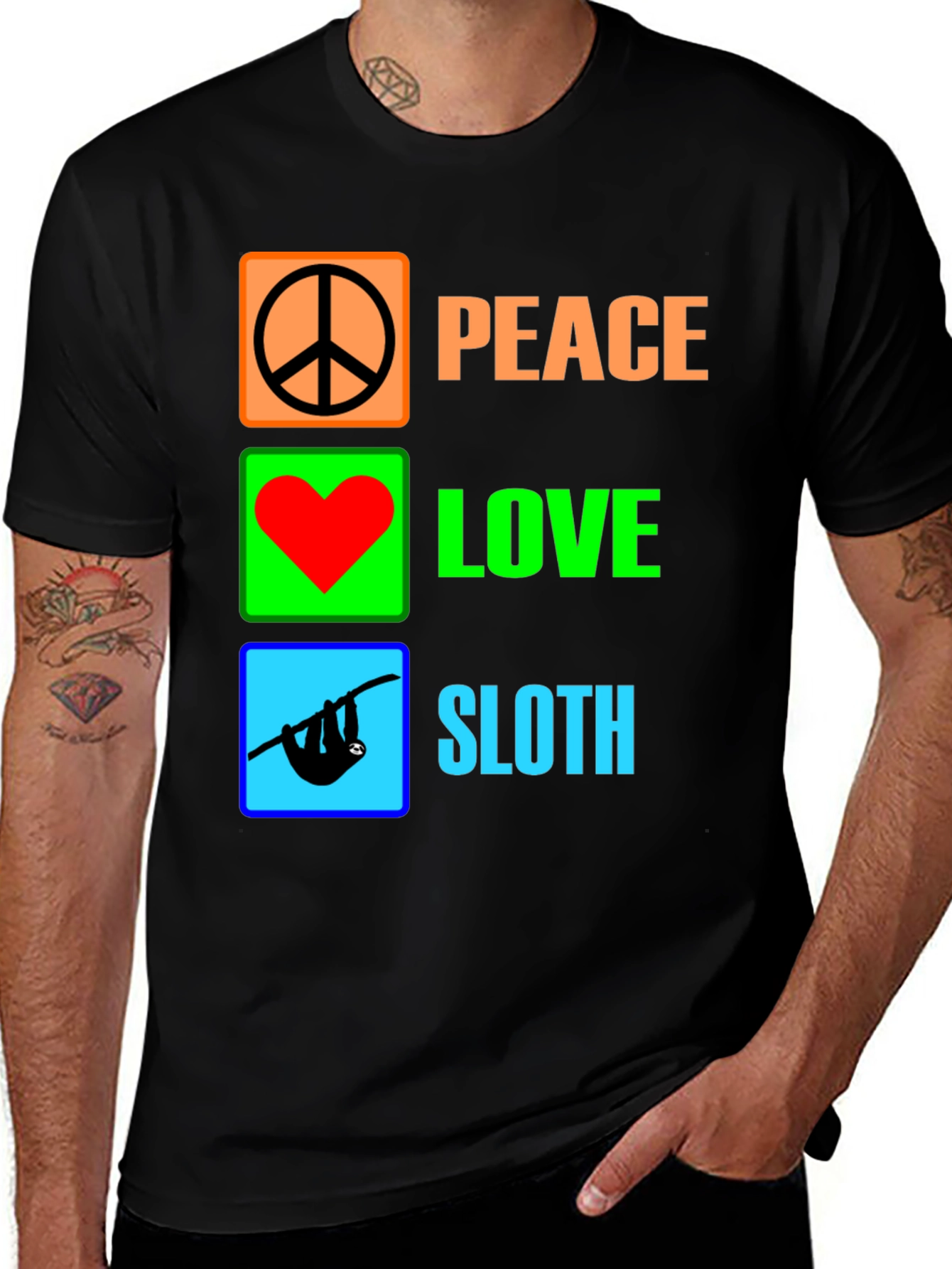 Variant 22 of Peace Love Sloth Graphic Tee - Unique Novelty T-Shirt