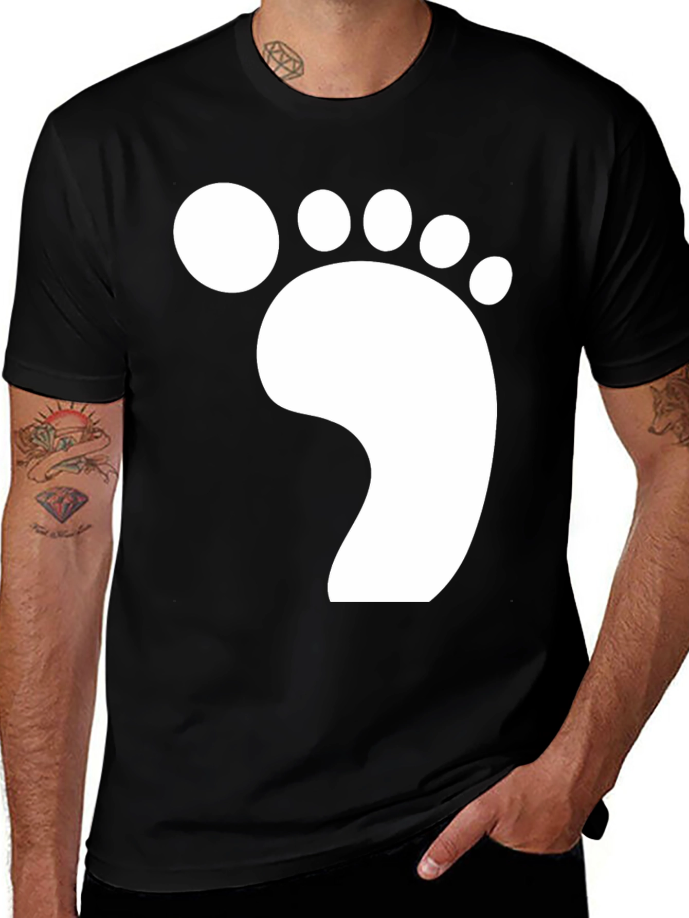 Variant 8 of Footprint Graphic T-Shirt - Casual Black Tee