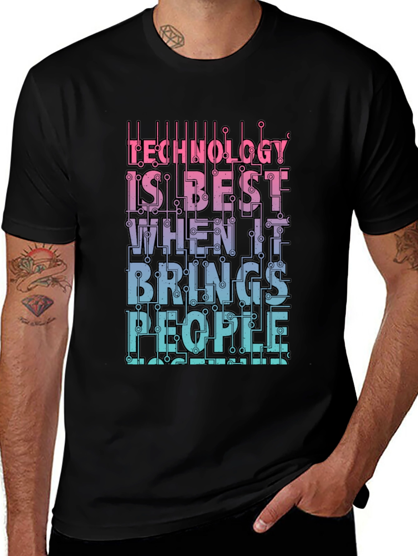 Variant 18 of Technology Brings People Together Graphic T-Shirt