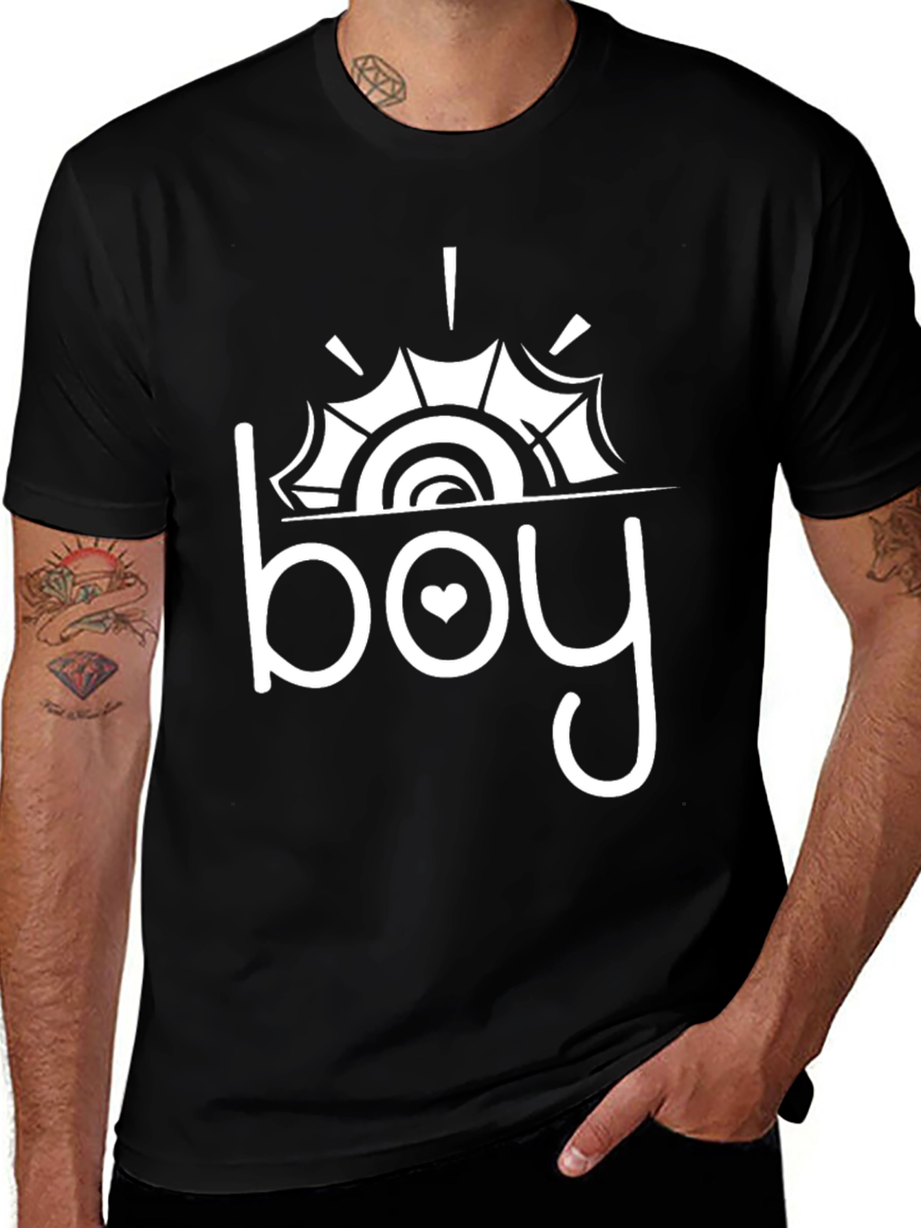 Variant 8 of Stylish "Boy" Graphic Print Black T-Shirt