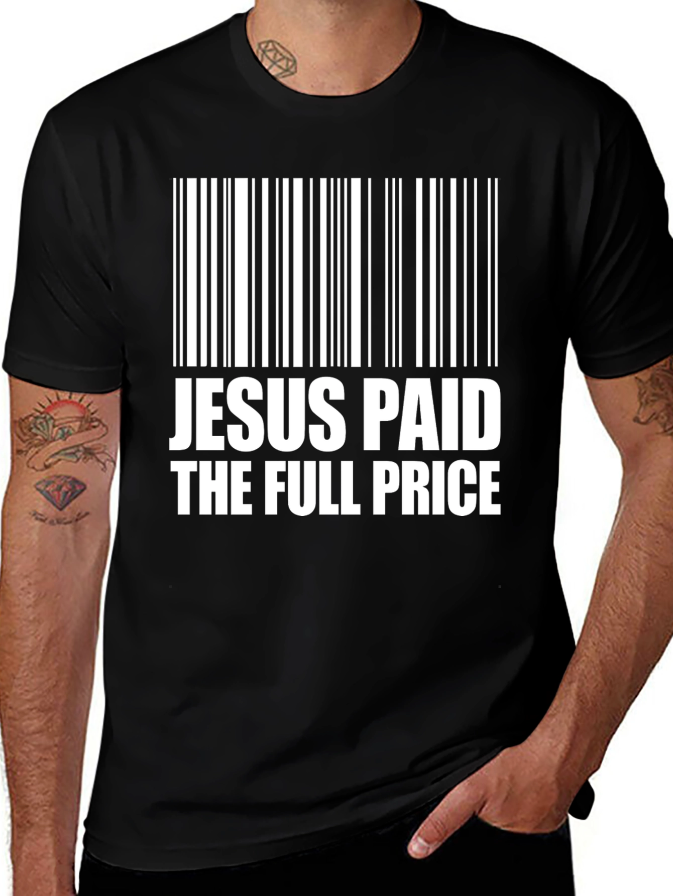 Jesus Paid the Price Barcode Graphic T-Shirt