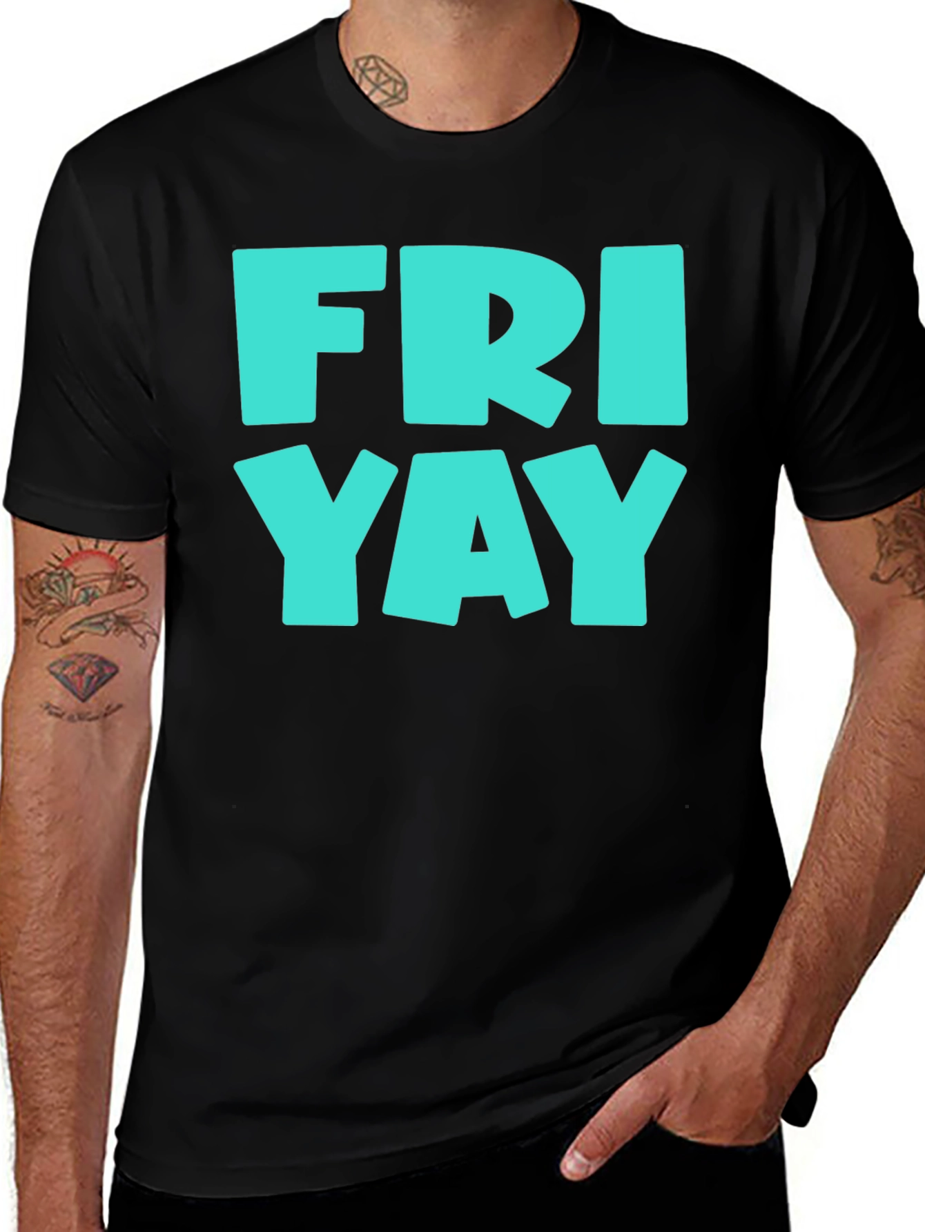 Variant 5 of Fri-Yay Graphic Tee - Men's Black Cotton T-Shirt