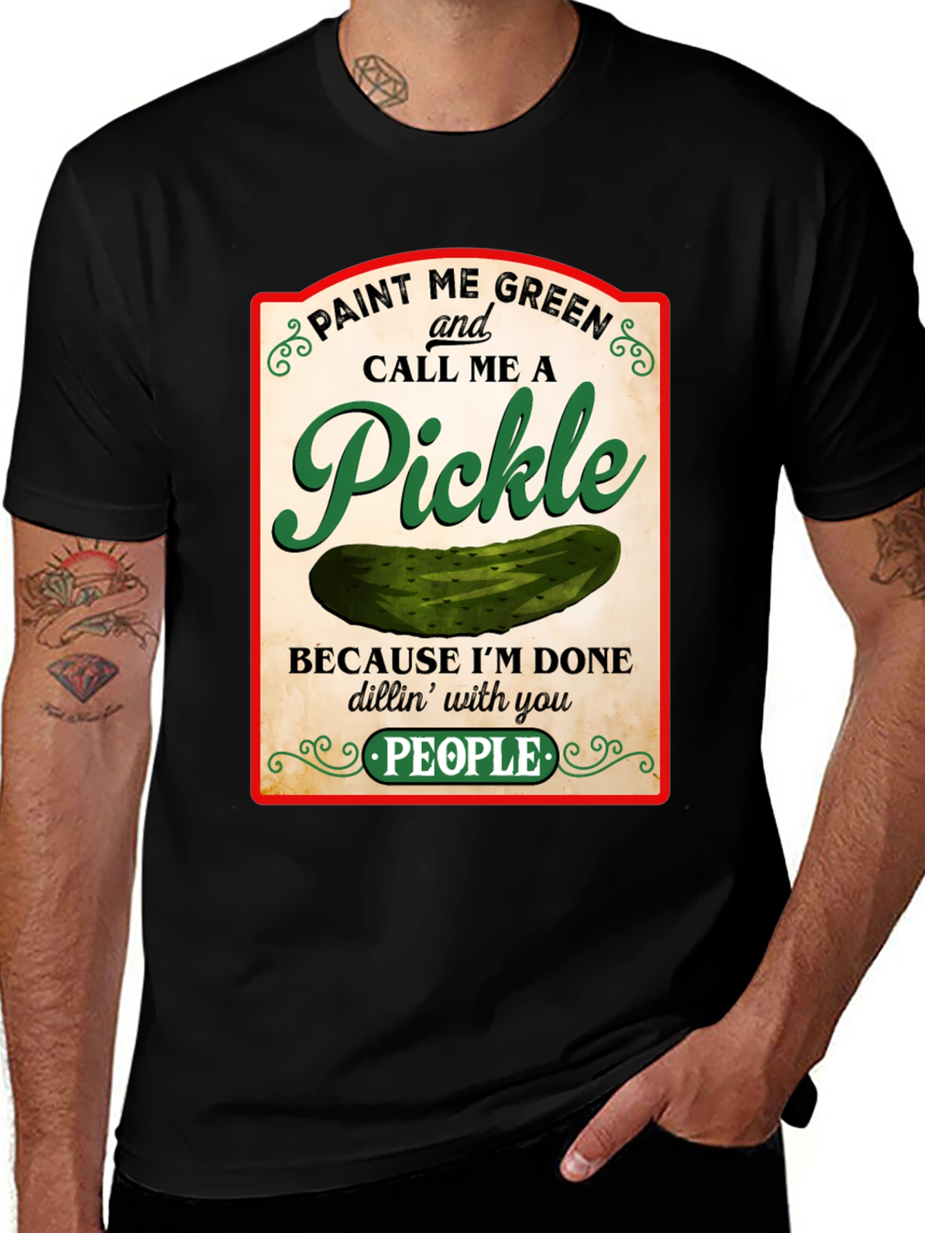Variant 13 of Paint Me Green Pickle Humor Graphic T-Shirt