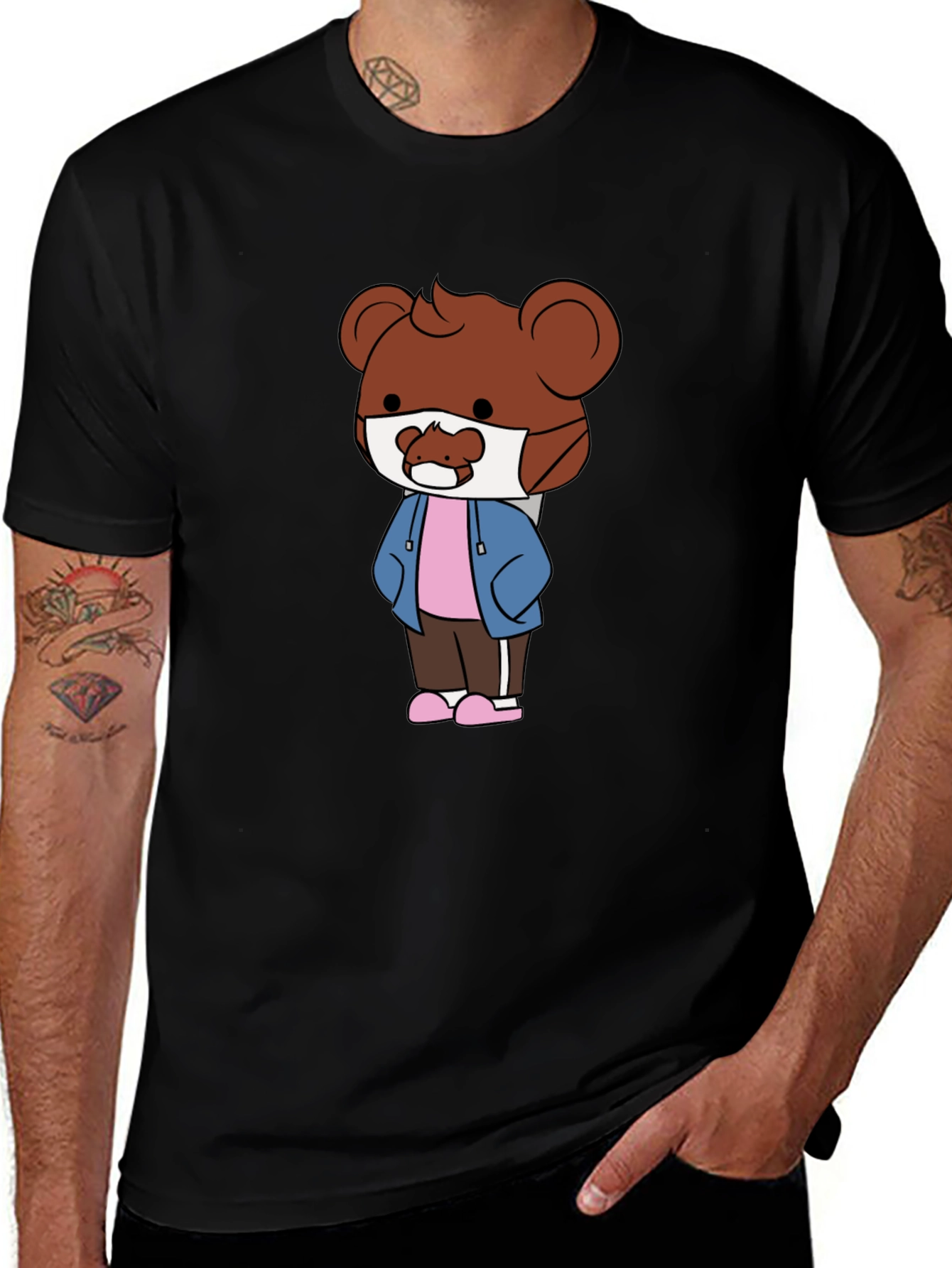 Variant 2 of Cartoon Bear T-Shirt - Black