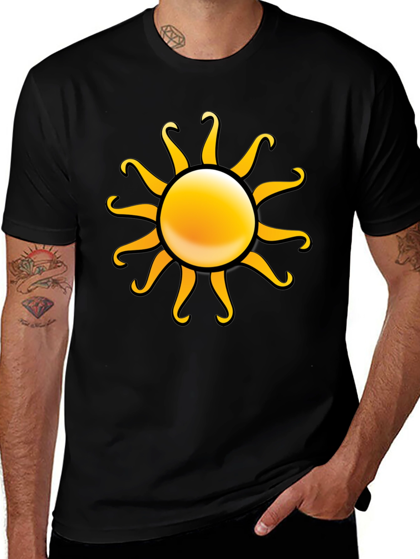Variant 10 of Sunny Day Graphic Tee - Men's Black T-Shirt