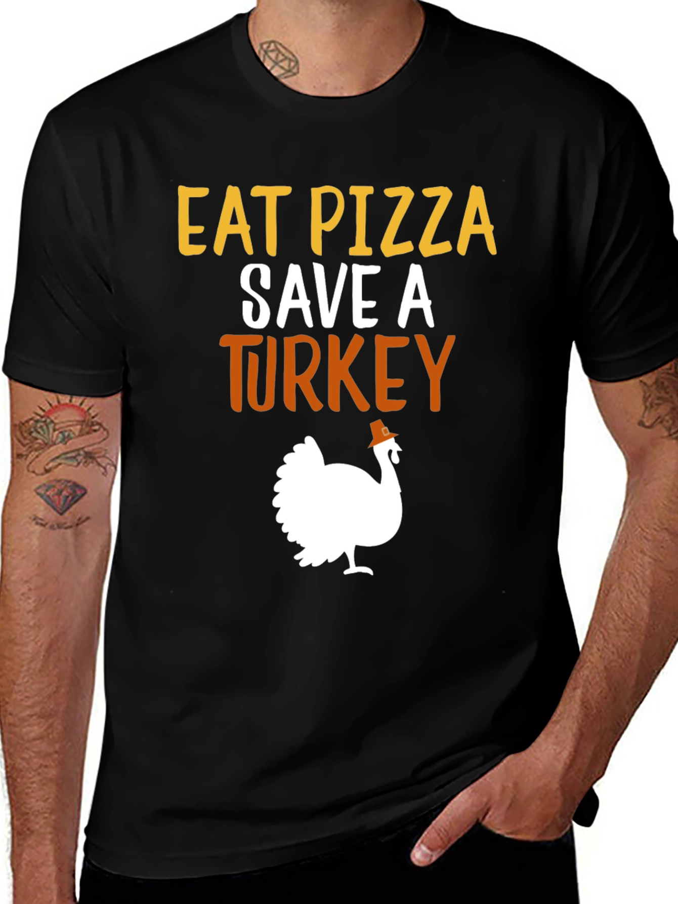 Variant 15 of Eat Pizza Save A Turkey Graphic Tee