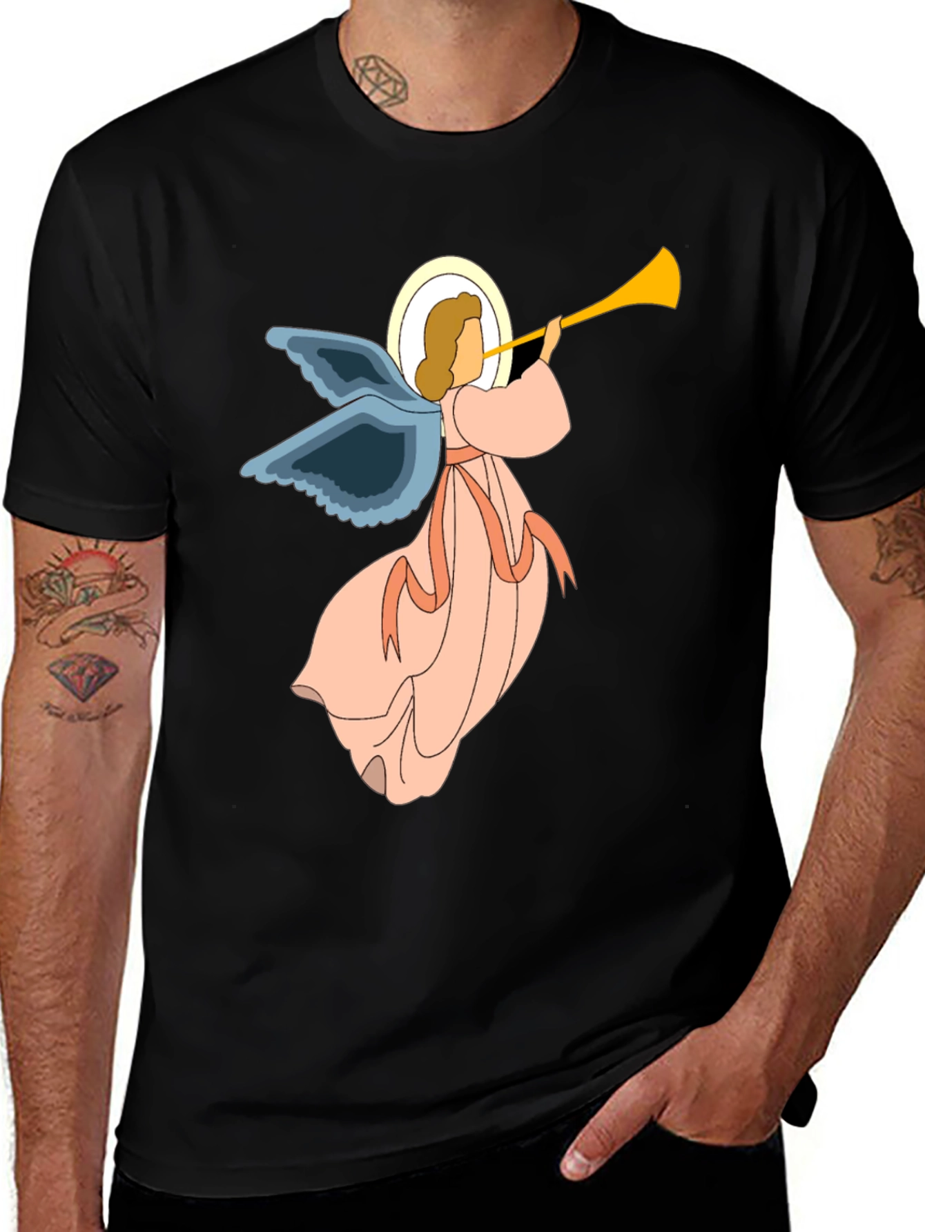 Variant 3 of Angel Trumpet Graphic Tee - Unisex Black T-Shirt