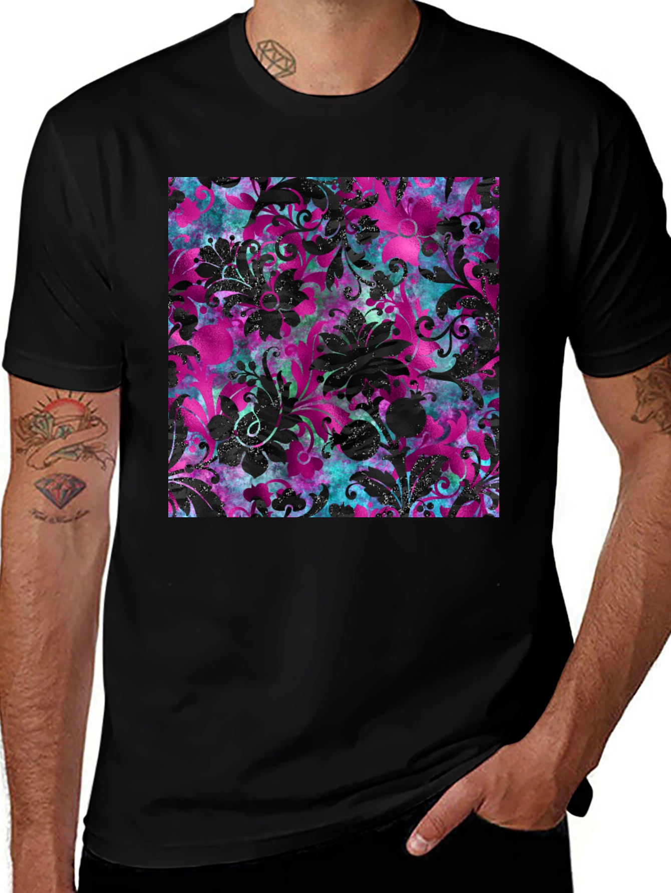 Variant 5 of Floral Print T-Shirt - Bold Pattern Tee