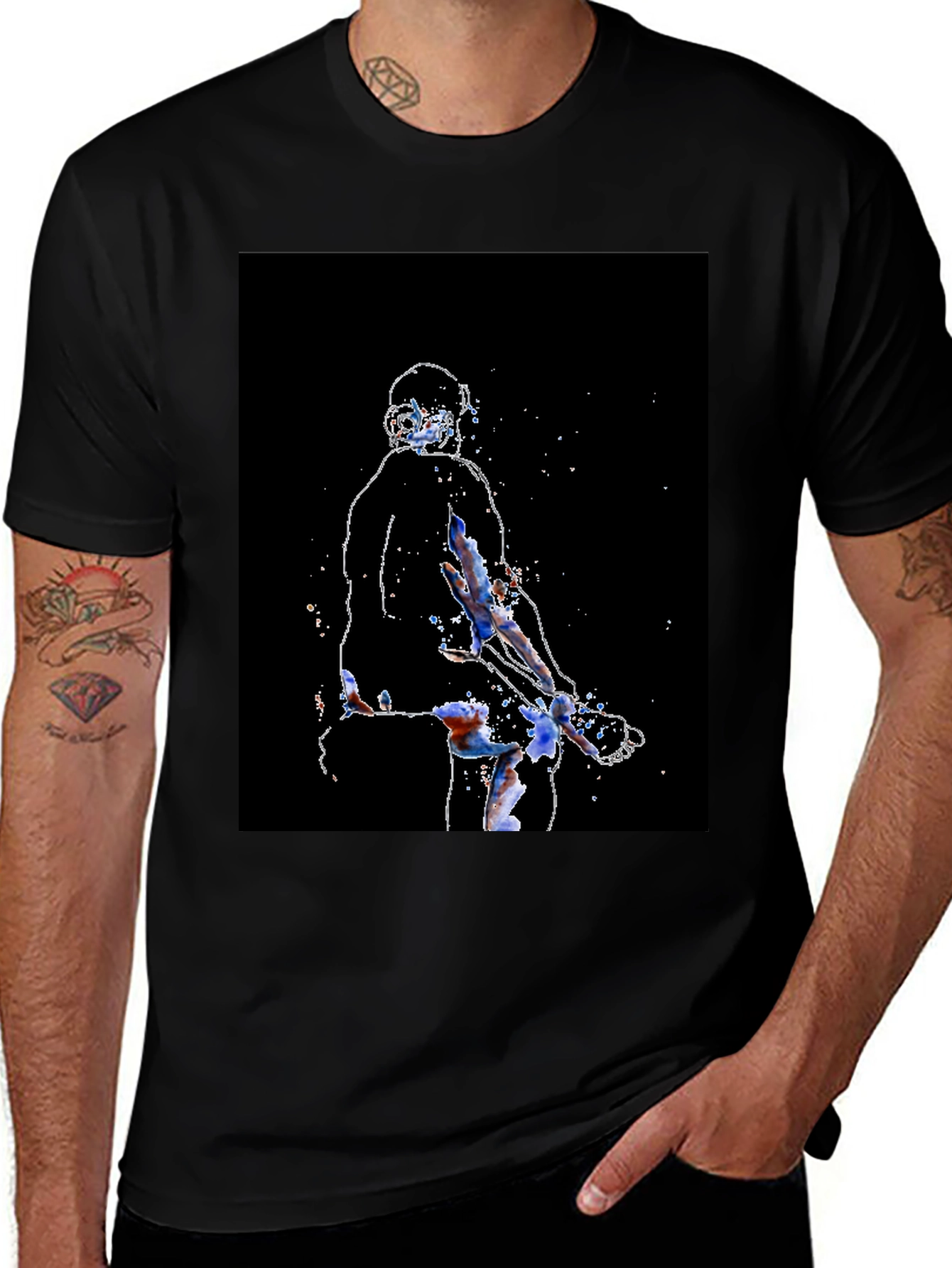 Variant 23 of Abstract Athlete Graphic Tee - Black