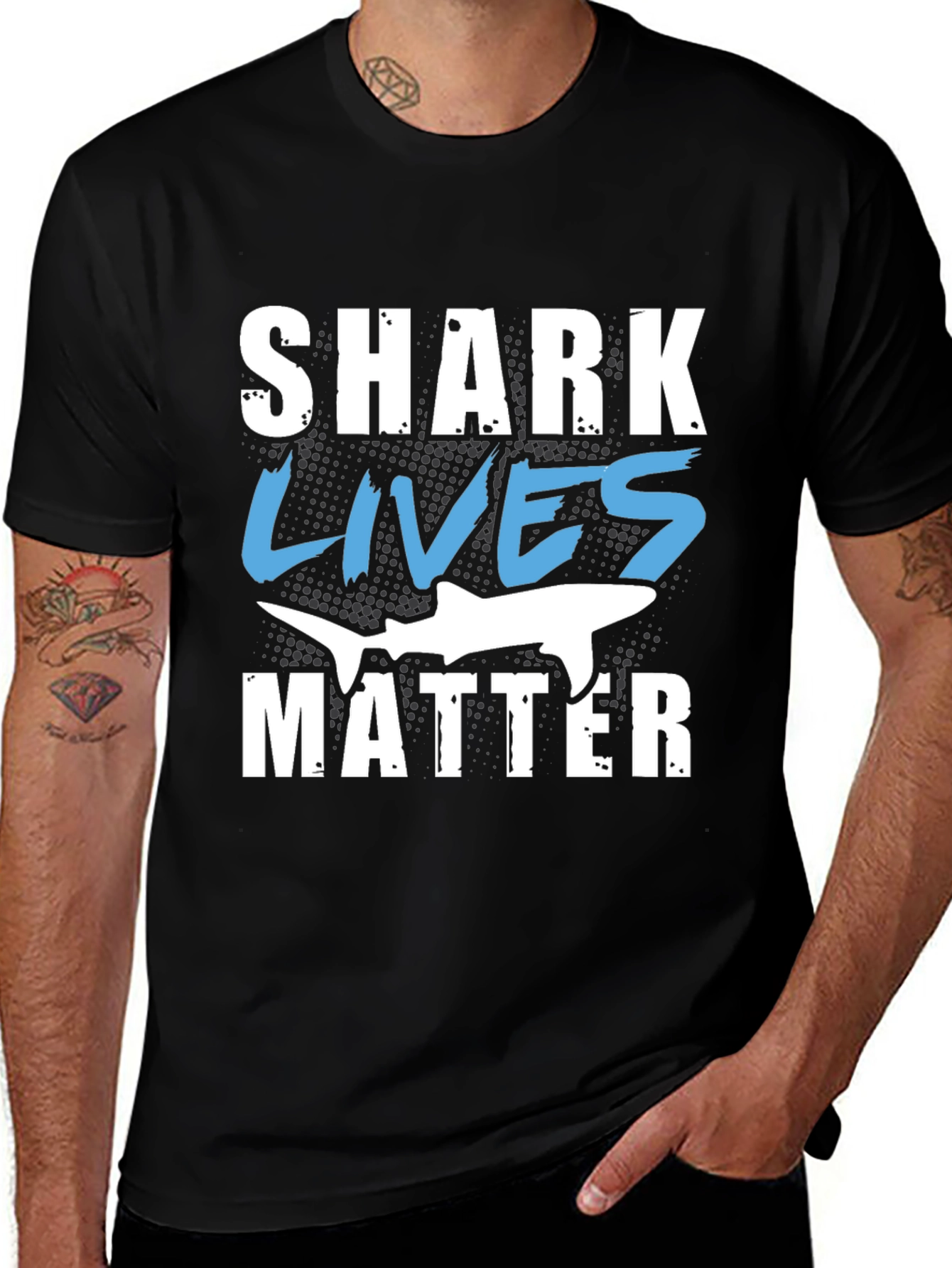 Variant 15 of Shark Lives Matter Graphic Black T-Shirt